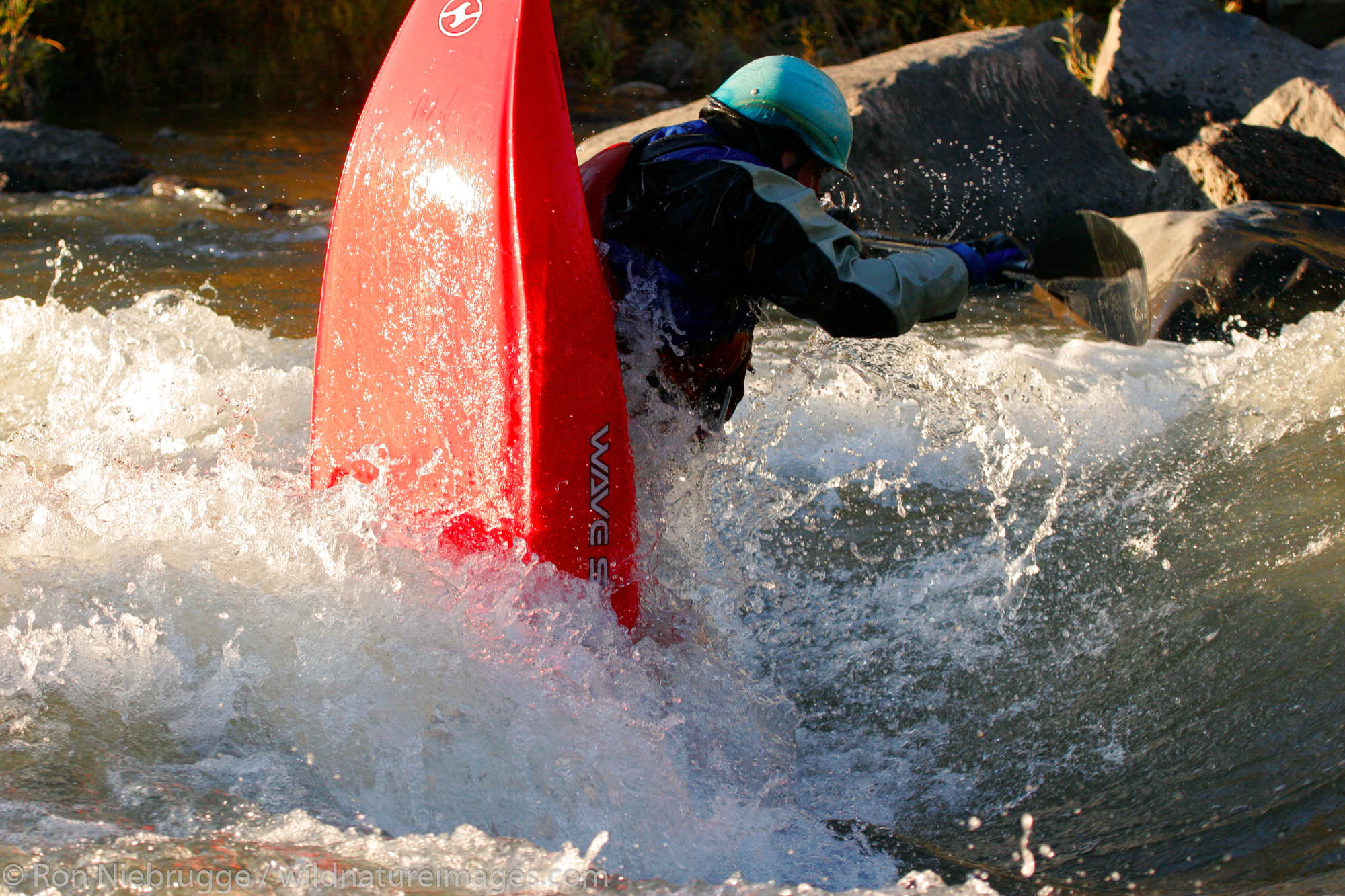 Photographer and adventurer John Fullbright kayaking on the Rio Grande river near Taos, New Mexico.