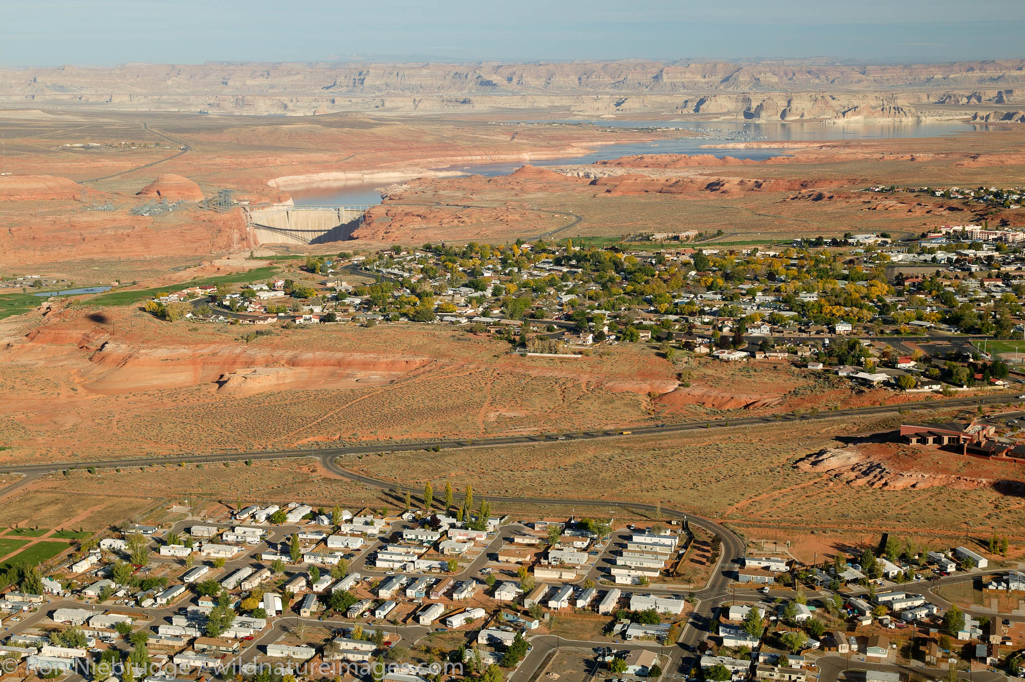 The town of Page as seen from a hot air ballon Lake Powell Balloon Regatta, Page Arizona.