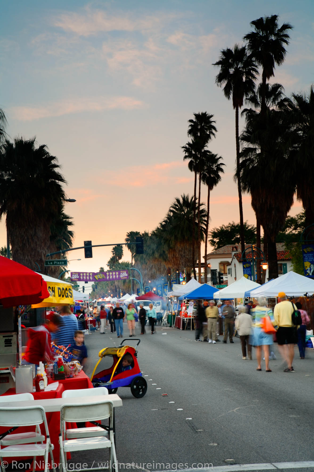 Village Fest, the open air Street Fair closes down the main street (Palm Canyon Drive), Palm Springs, California.