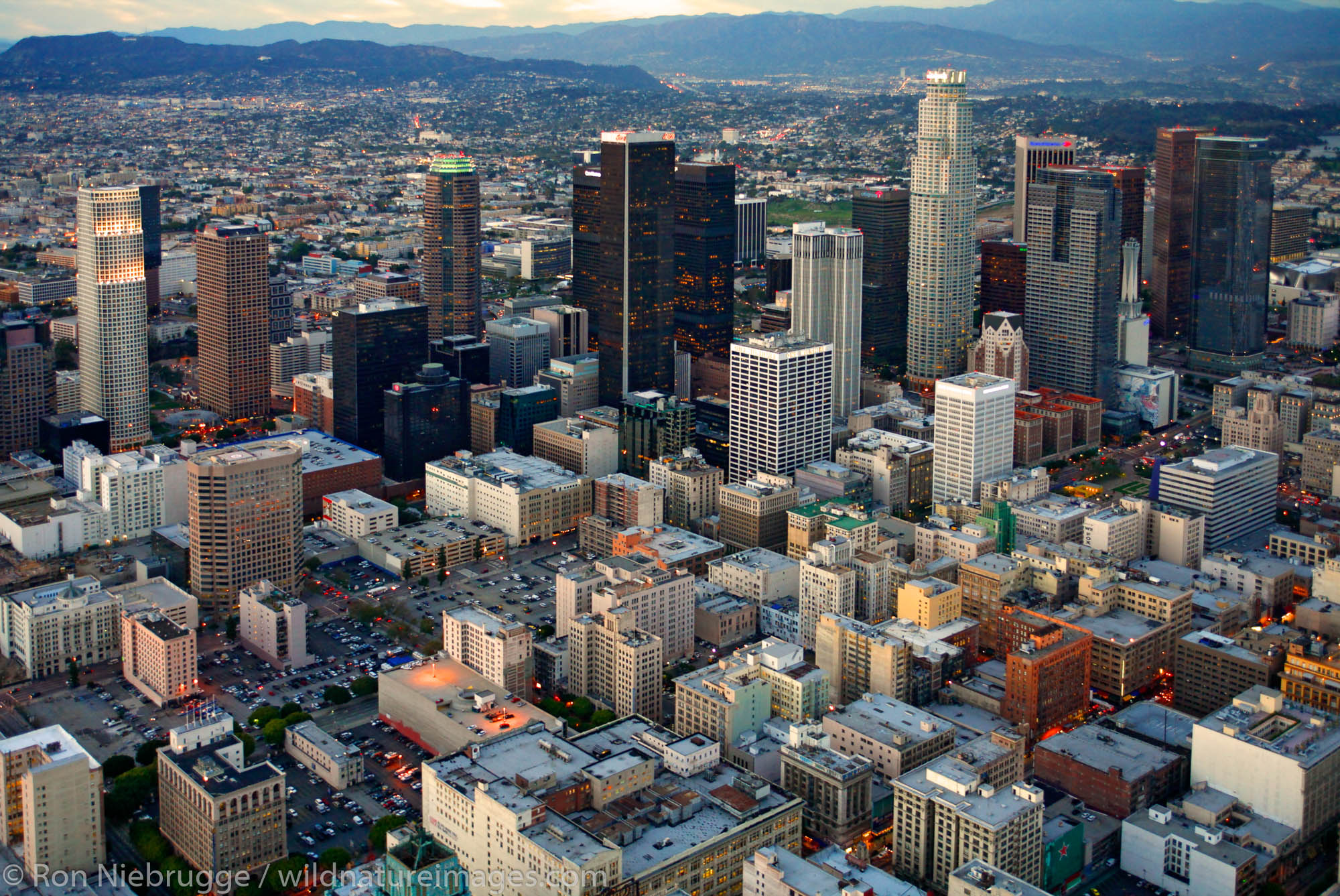 Aerial view of Downtown Los Angeles, California.