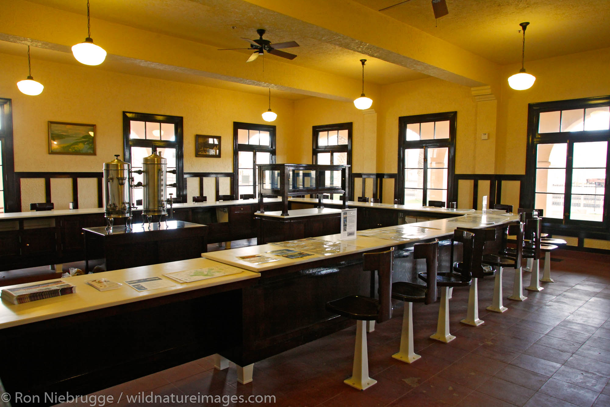 The Lunch Room at the Kelso Railroad Depot has been restored and is now a Visitor Center for the Mojave National Preserve, California...