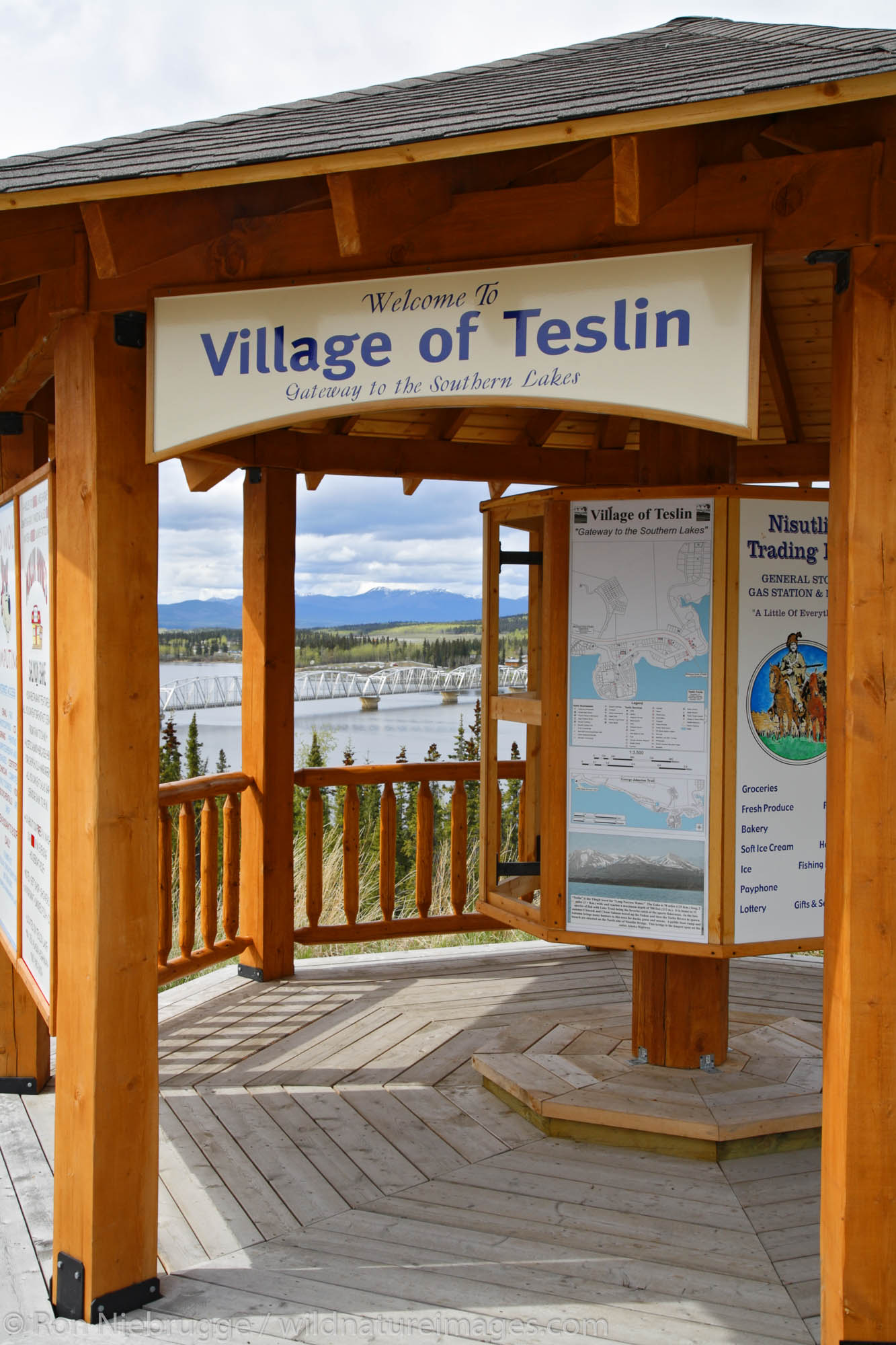 Overlooking the Teslin River Bridge at Teslin Village, Alaska Highway, Yukon Territory, Canada.
