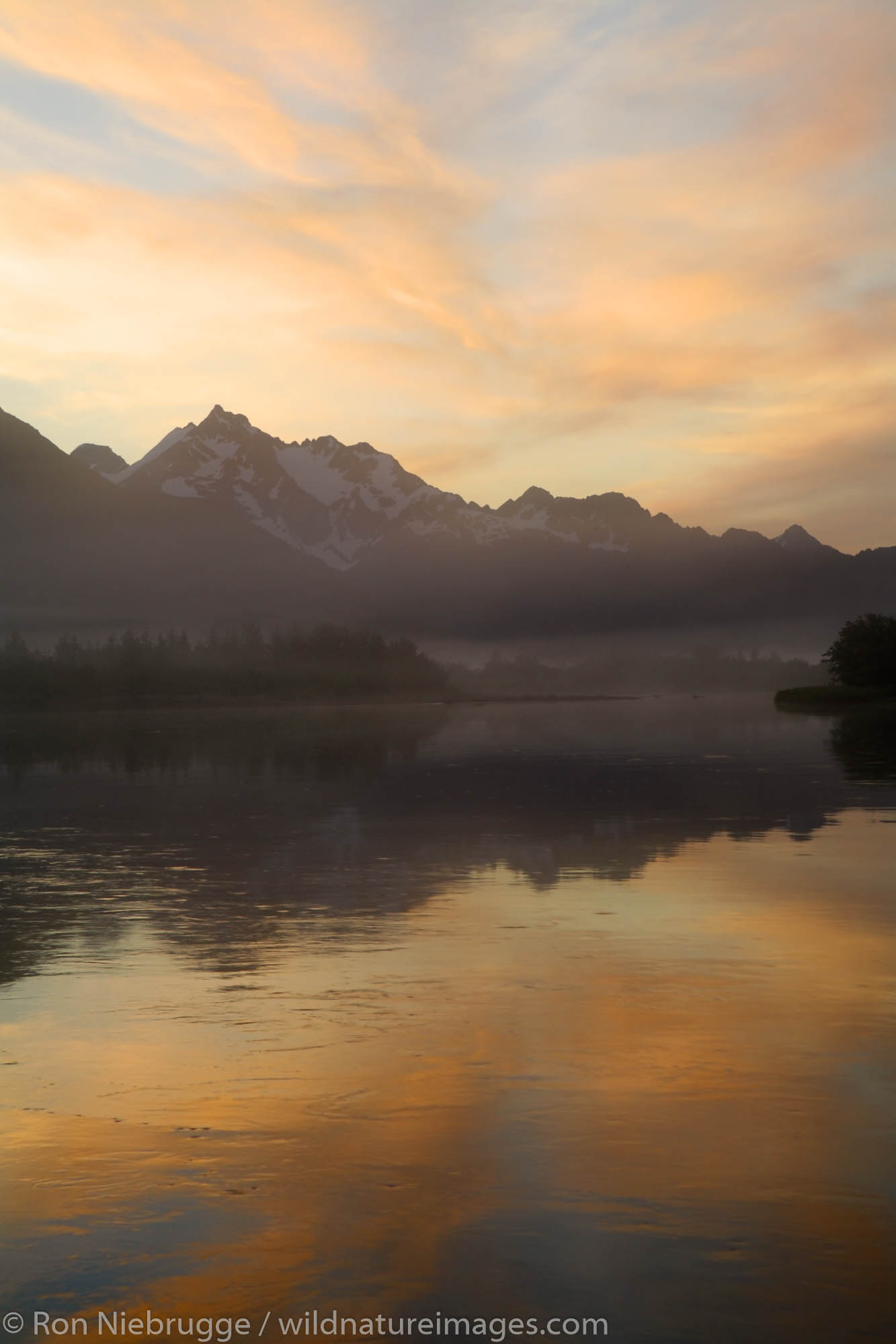 Sunrise at Alaganik Slough, Copper River Delta, Chugach National Forest, Alaska.