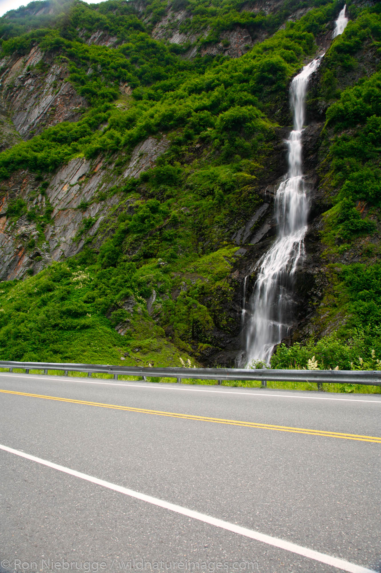 Bridal Veil Falls along the Richardson Highway in Keystone Canyon near Valdez, Alaska.