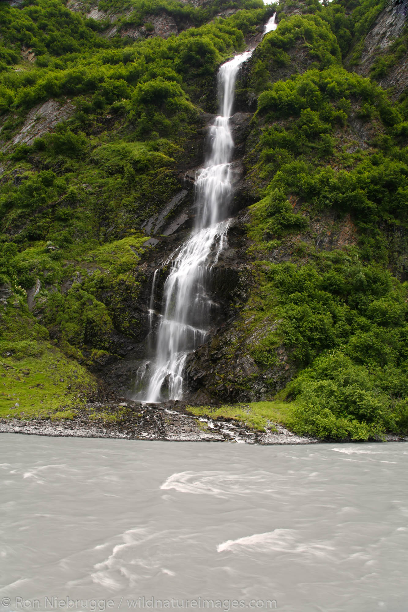 Bridal Veil Falls along the Richardson Highway in Keystone Canyon near Valdez, Alaska.
