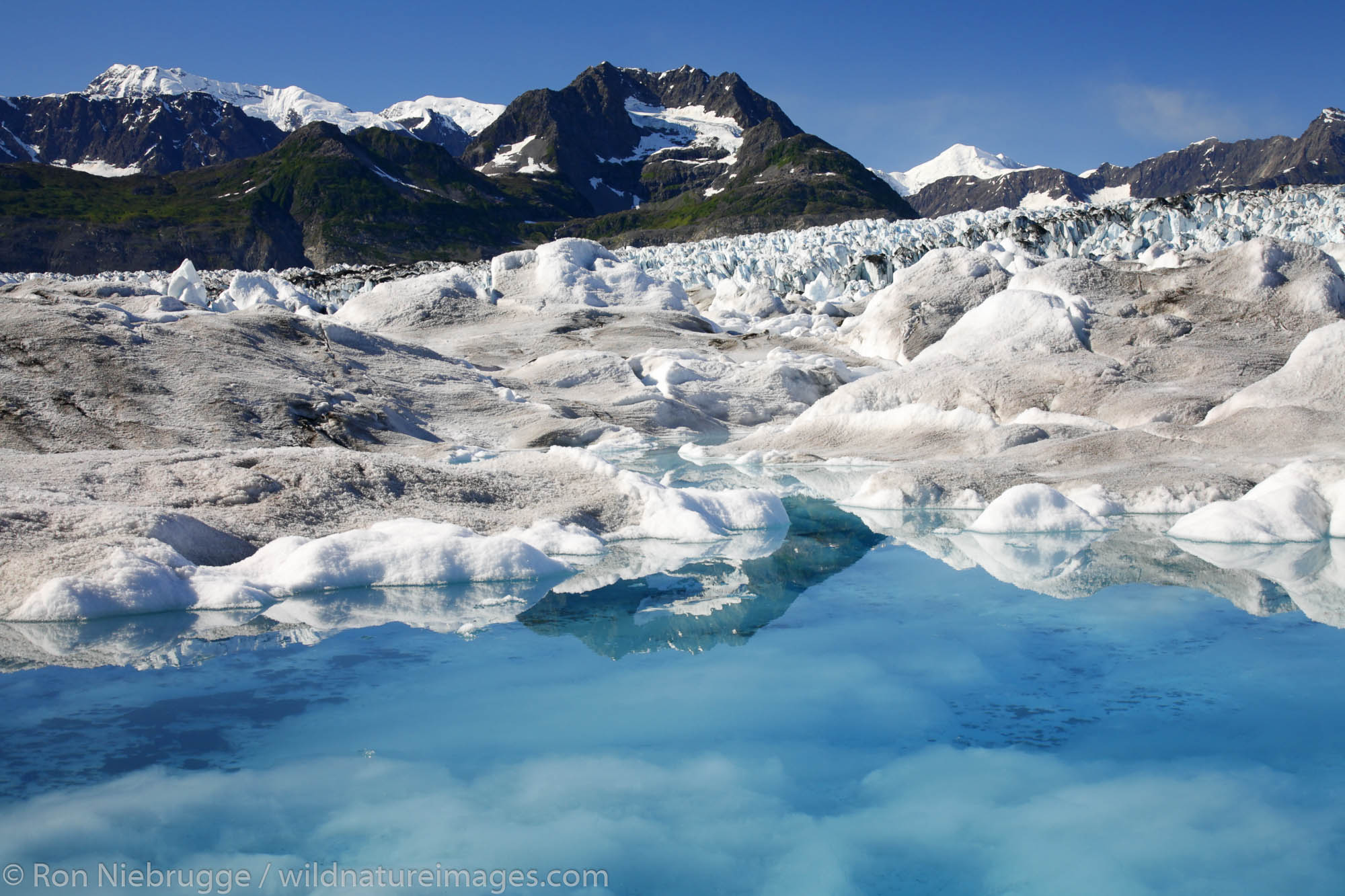 Meltwater pool on Columbia Glacier, Prince William Sound, Chugach National Forest, Alaska.