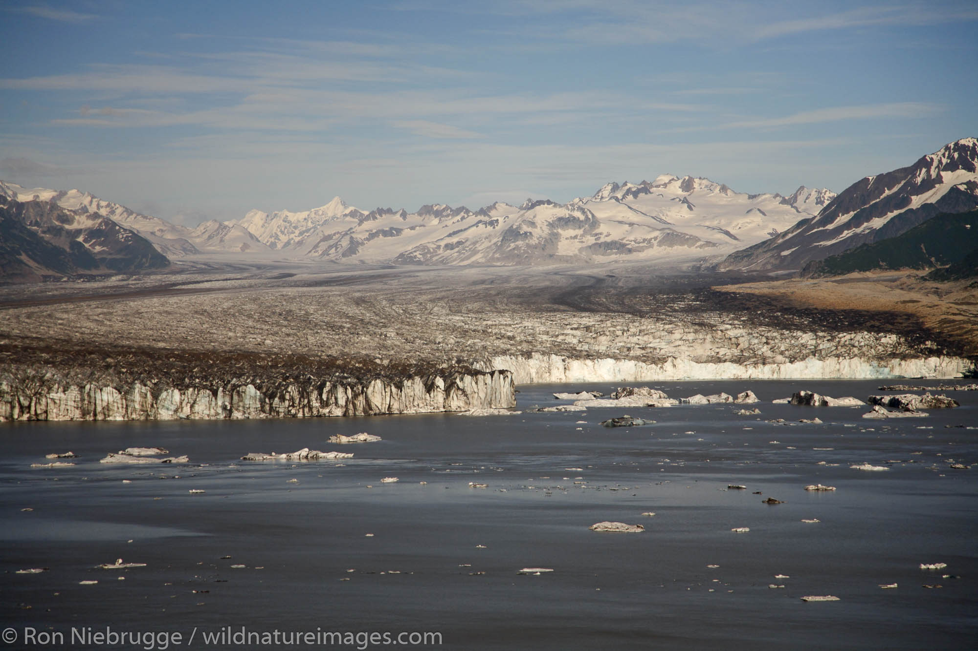 Aerial, Miles Glacier and Miles Lake, Chugach National Forest near Cordova, Alaska.