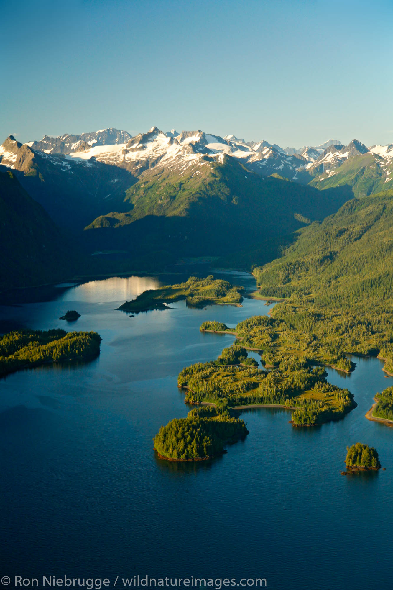 Aerial of Sheep Bay, Prince William Sound, Chugach National Forest, Alaska.