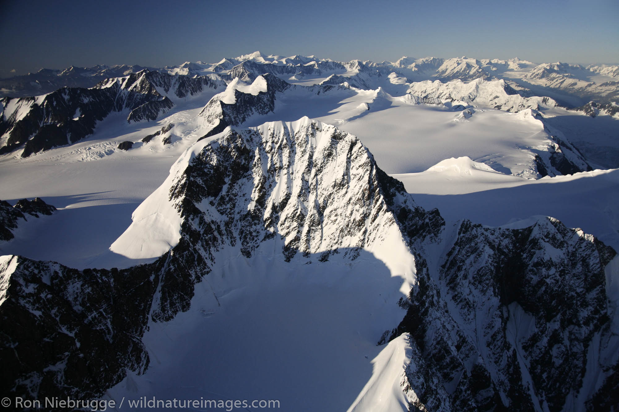 Aerial of Mount Gilbert, Chugach Mountains, Prince William Sound, Chugach National Forest, Alaska.