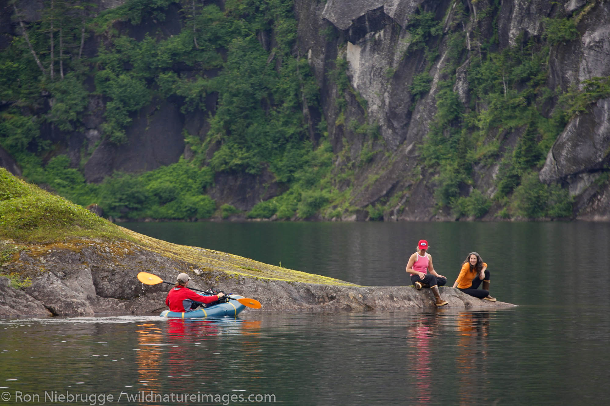 Pack rafting an unnamed lake on Culross Island, Prince William Sound, Chugach National Forest, Alaska. (MR)