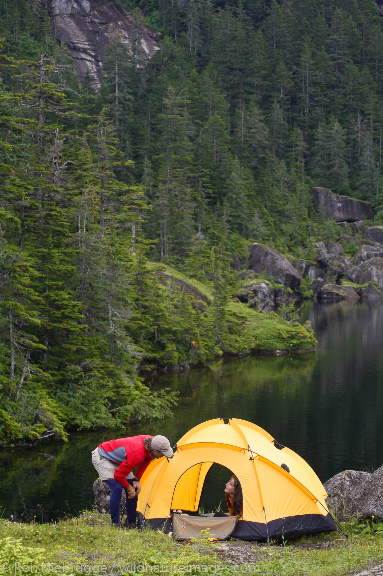 Camping on Culross Island, Prince William Sound, Chugach National Forest, Alaska. (MR)