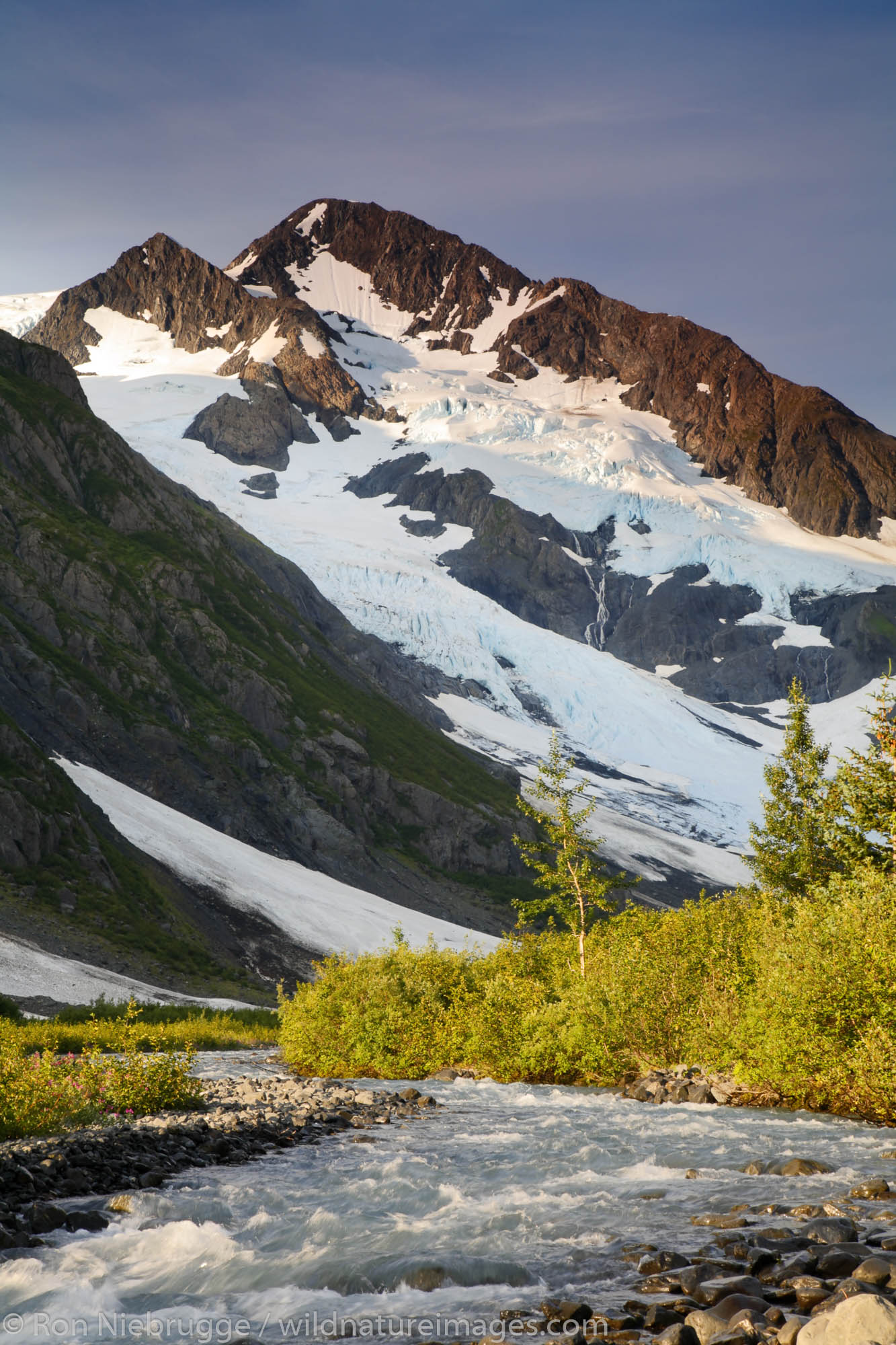Creek flowing from Byron Glacier, Portage Valley, Chugach National Forest, Alaska.
