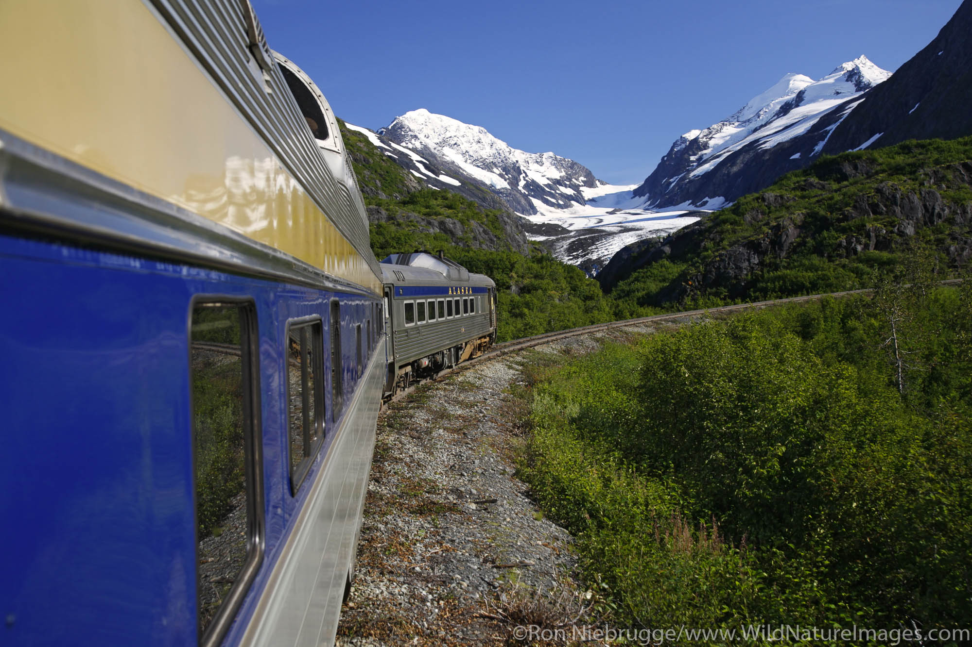 Riding the Alaska Railroad Glacier Discovery Train, Chugach National Forest, Alaska.