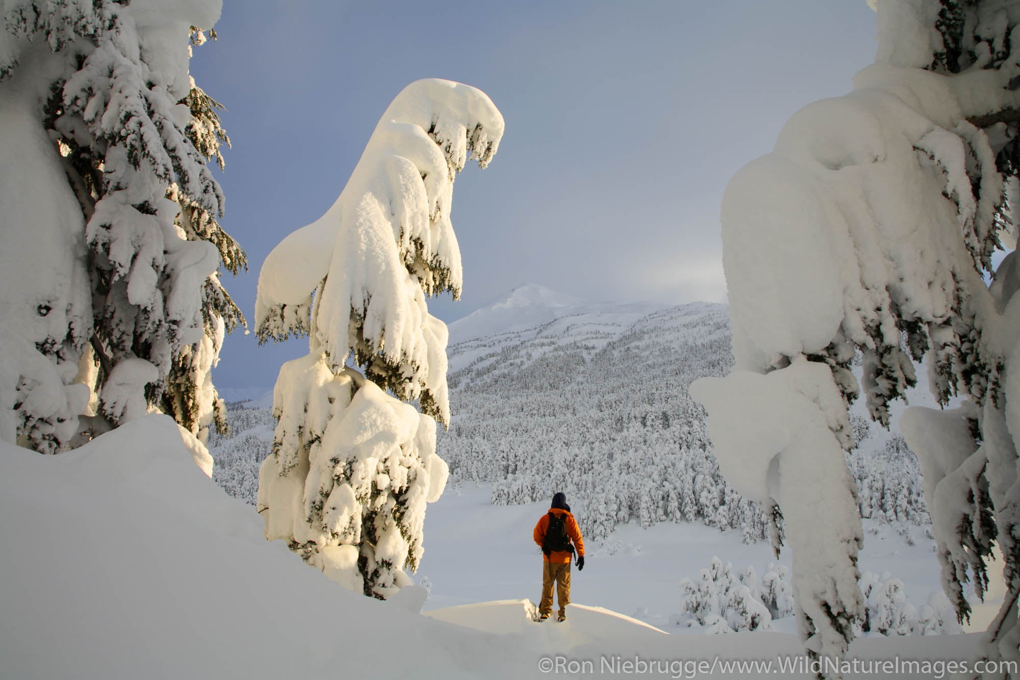 Snowshoeing in Turnagain Pass, Chugach National Forest, Alaska. (Model Released)