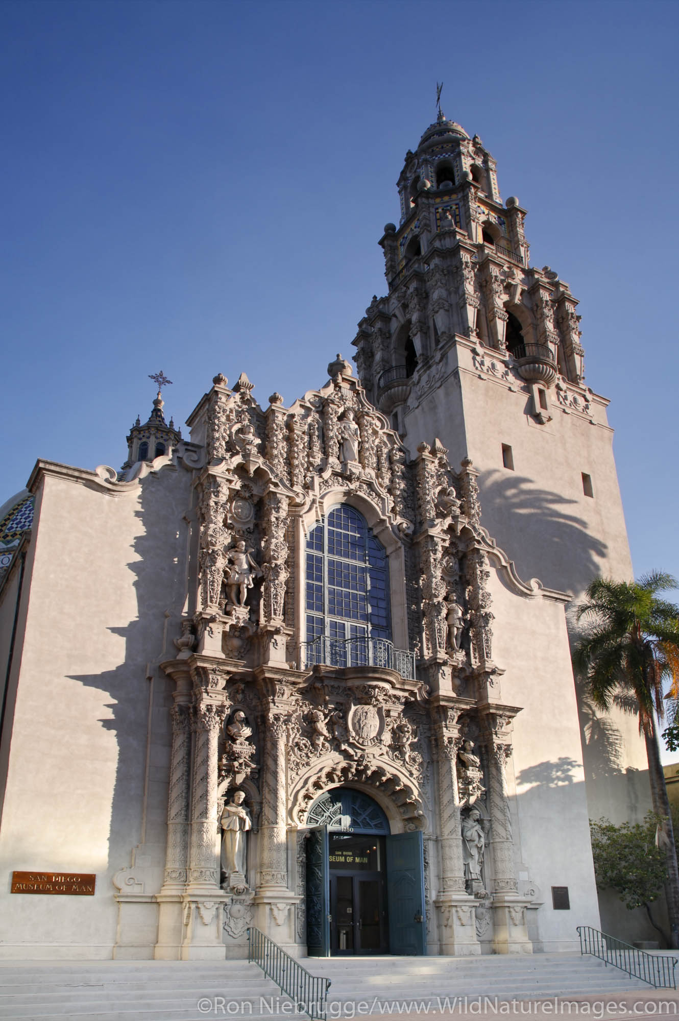 The South Facade of the Museum of Man, Balboa Park, San Diego, California.