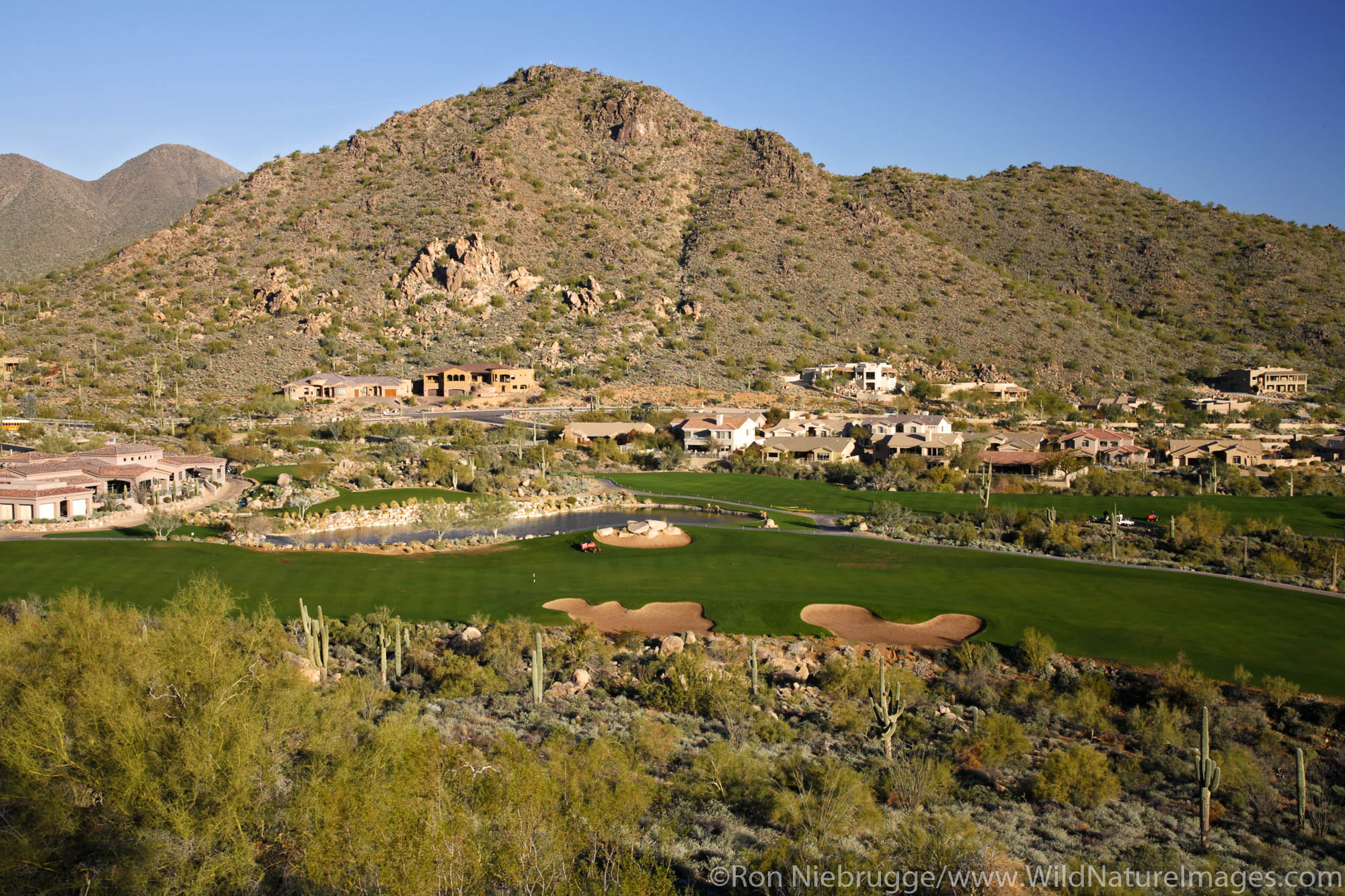Homes and the Sunridge Canyon Golf Club, Fountain Hills, East of Phoenix, Arizona.