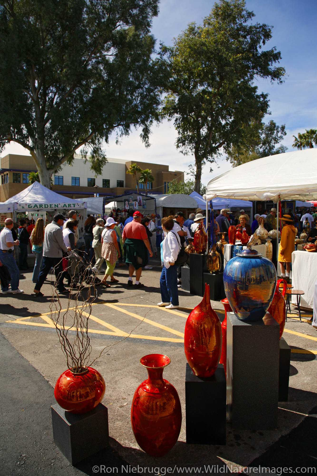 Visitors and vendor booths at the Fountain Hills Great Fair, Fountain Hills, near Phoenix, Arizona.