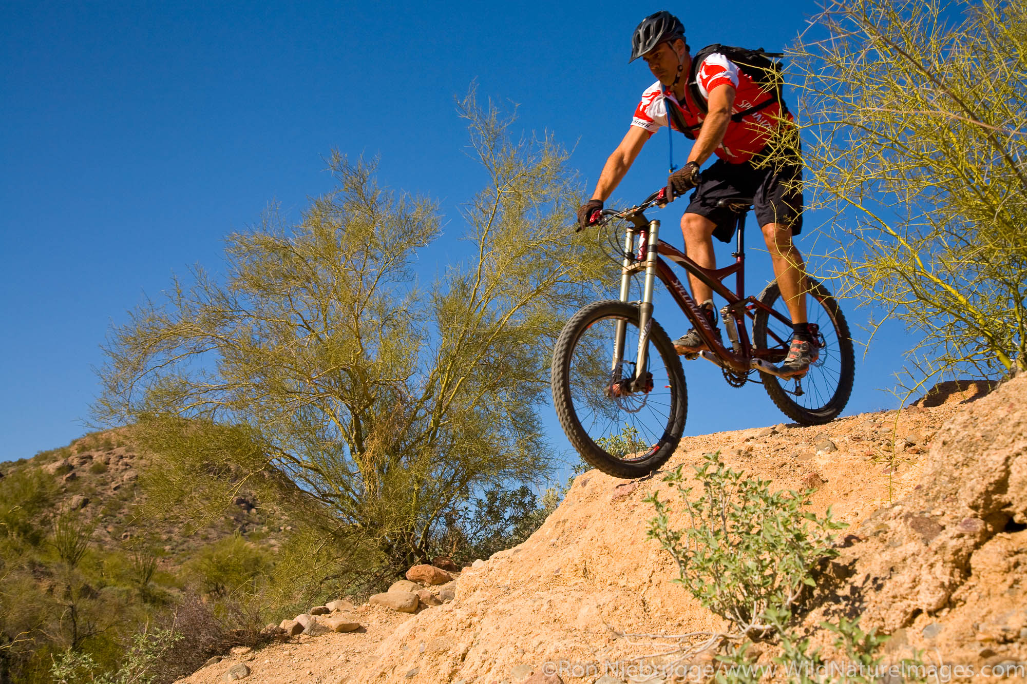 Mountain biking at McDowell Mountain Park near Phoenix, Ariziona. (Model Released)