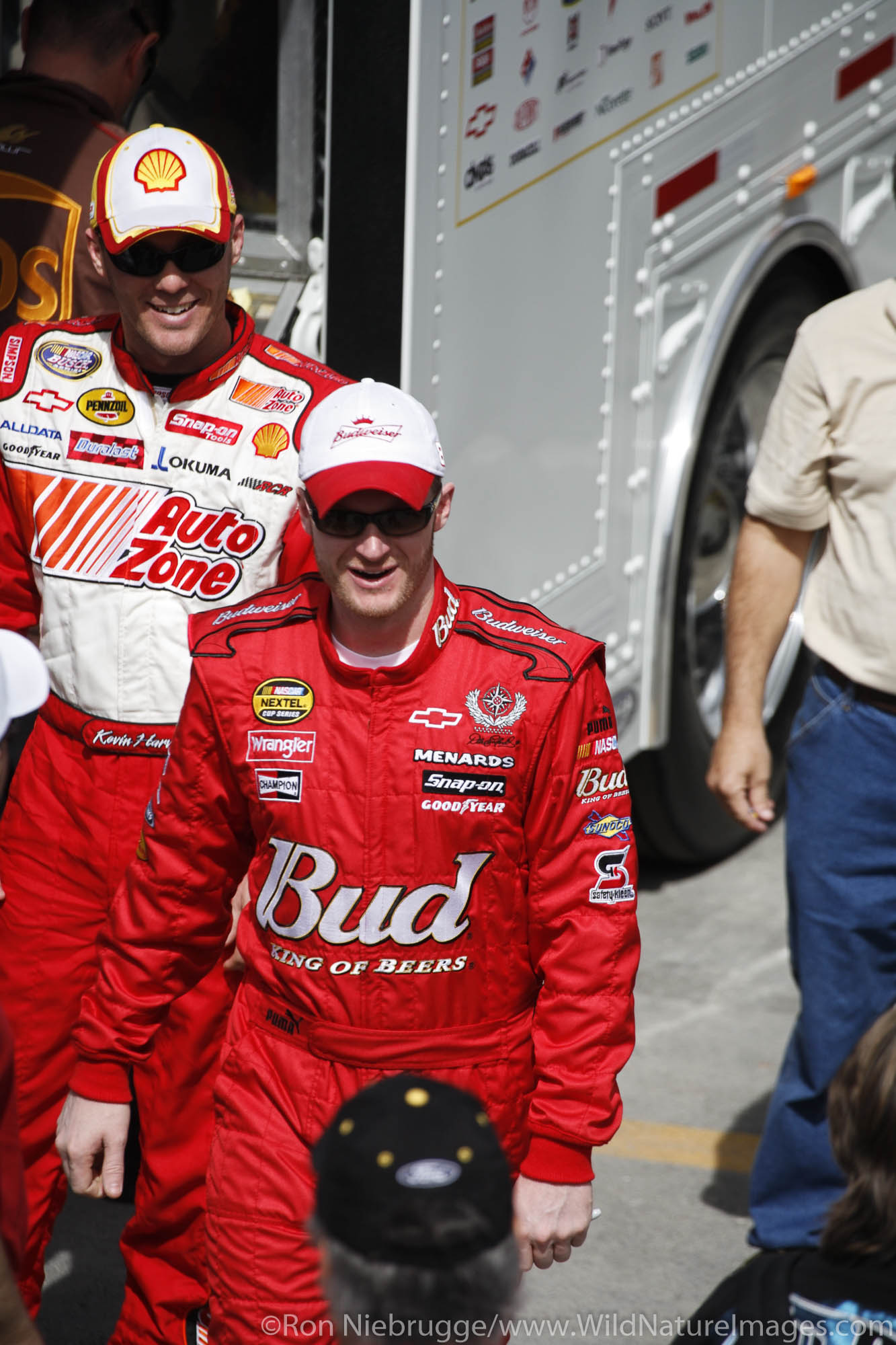 Kevin Harvick and Dale Earnhardt Jr. at a NASCAR race at the Las Vegas Motor Speedway, Las Vegas, Nevada.