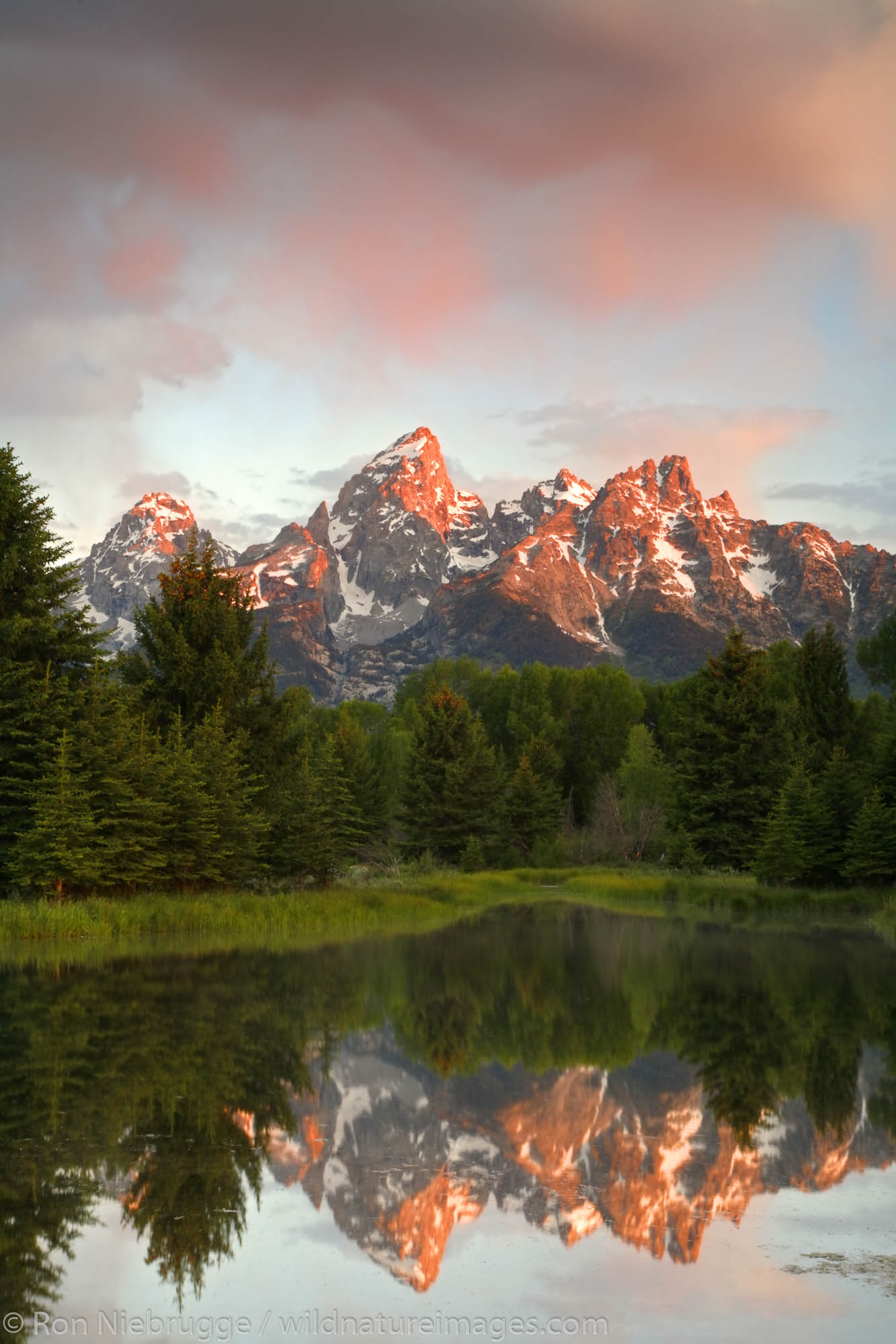 The Teton Range from Schwabacher Landing, Grand Teton National Park, Wyoming.
