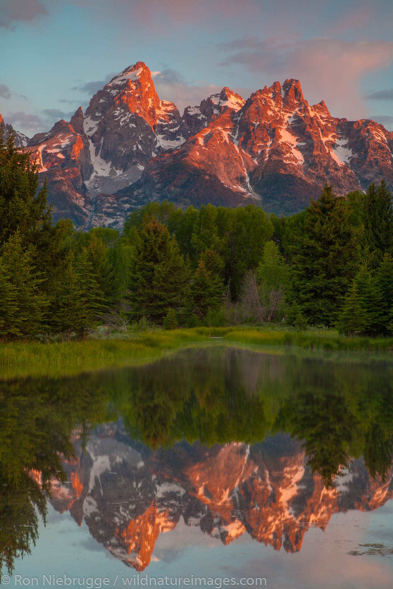 The Teton Range from Schwabacher Landing, Grand Teton National Park, Wyoming.