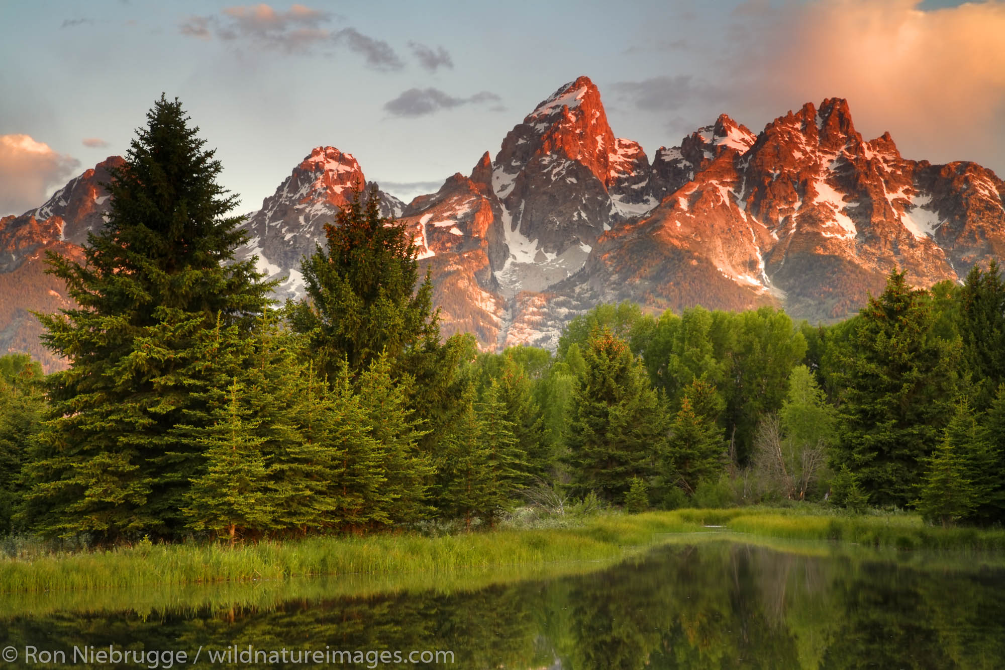 The Teton Range from Schwabacher Landing, Grand Teton National Park, Wyoming.