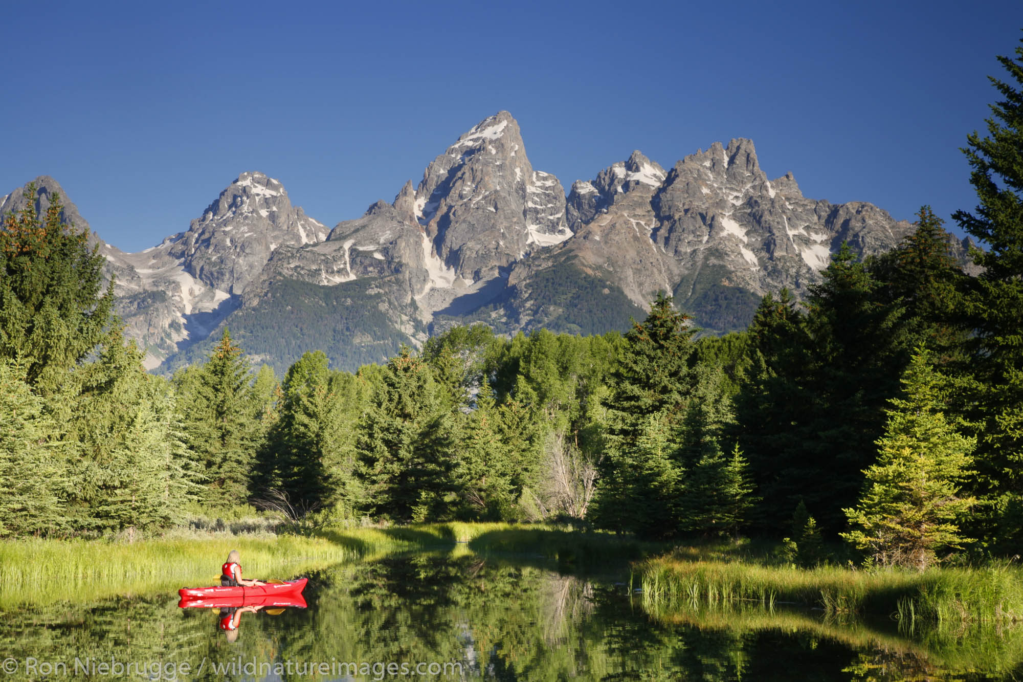 Kayaking in Grand Teton National Park, Wyoming.  (model released)