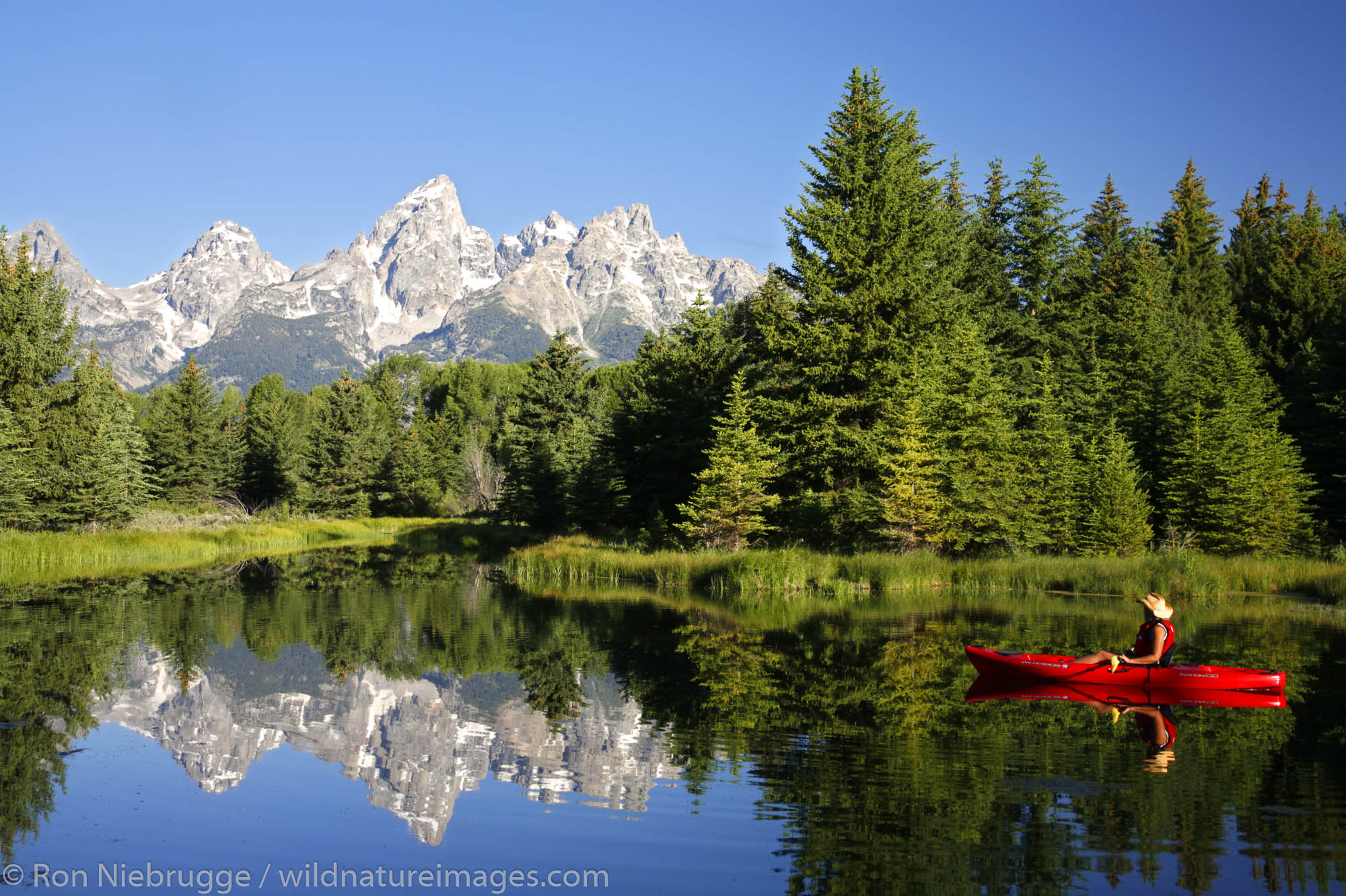 Kayaking in Grand Teton National Park, Wyoming.  (model released)