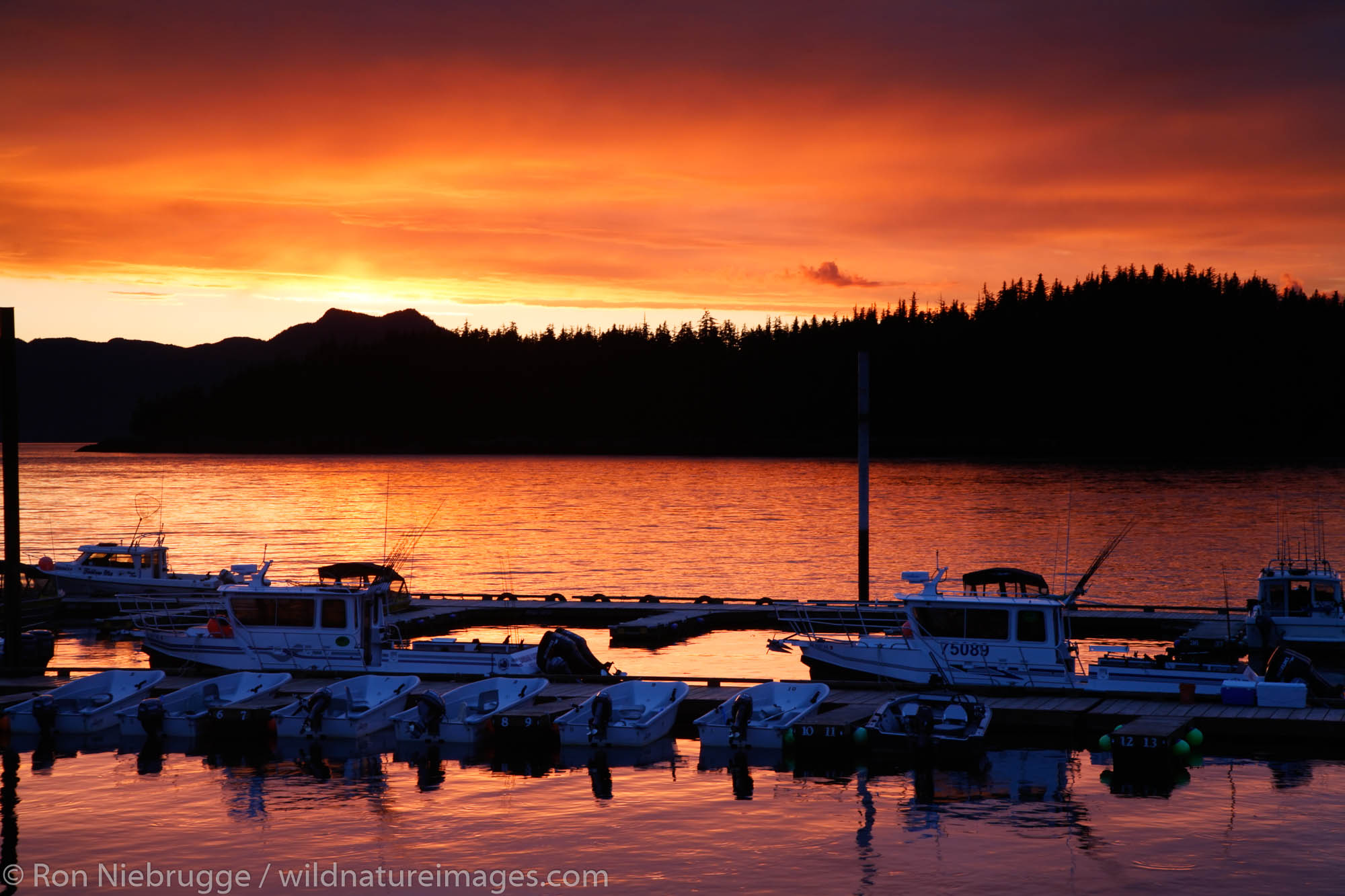 Sunset at Clover Pass Resort marina, Ketchikan, Alaska