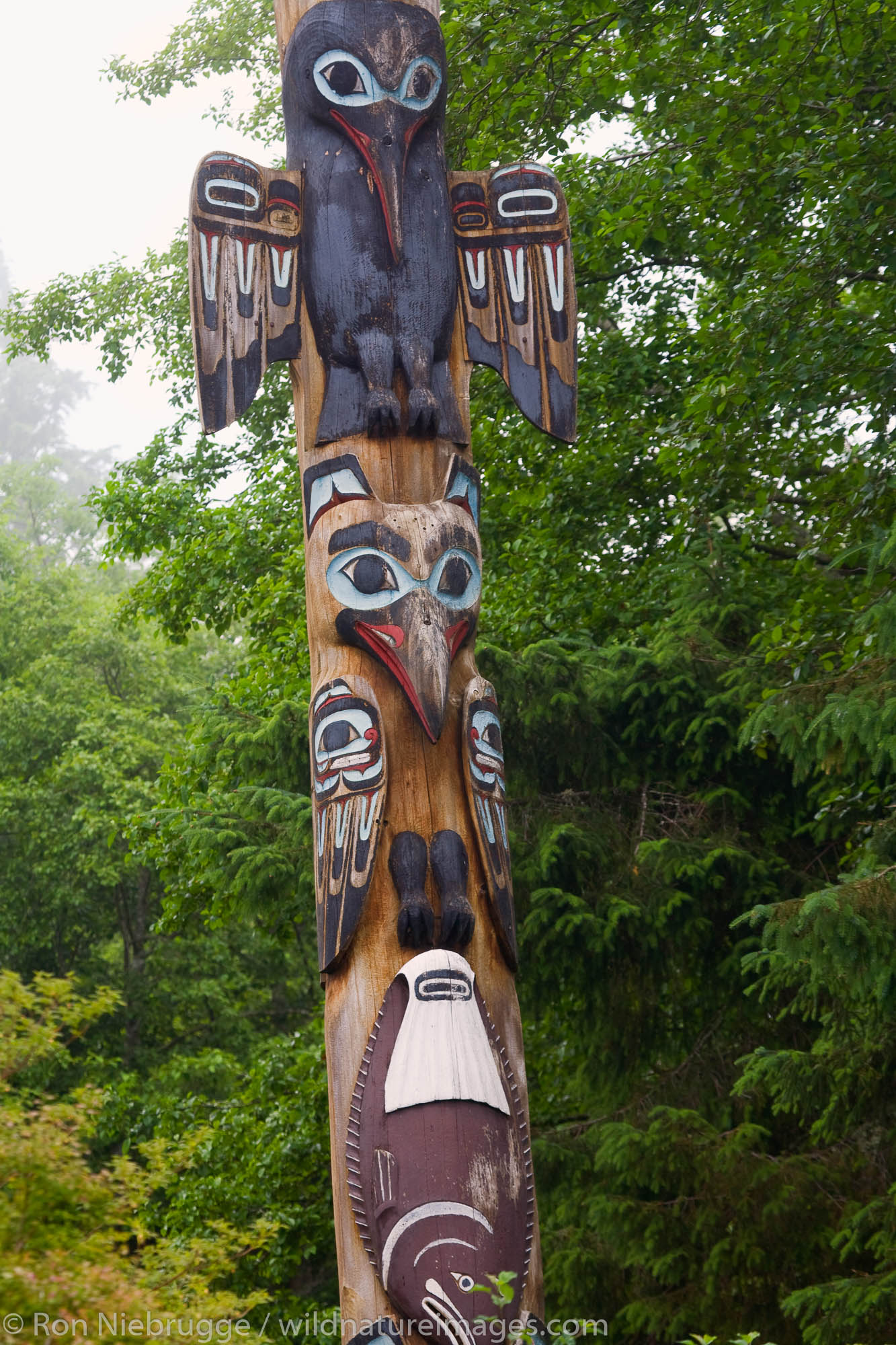 Pole on the Point (pole 5), Totem Bight State Historical Park, Ketchikan, Alaska.