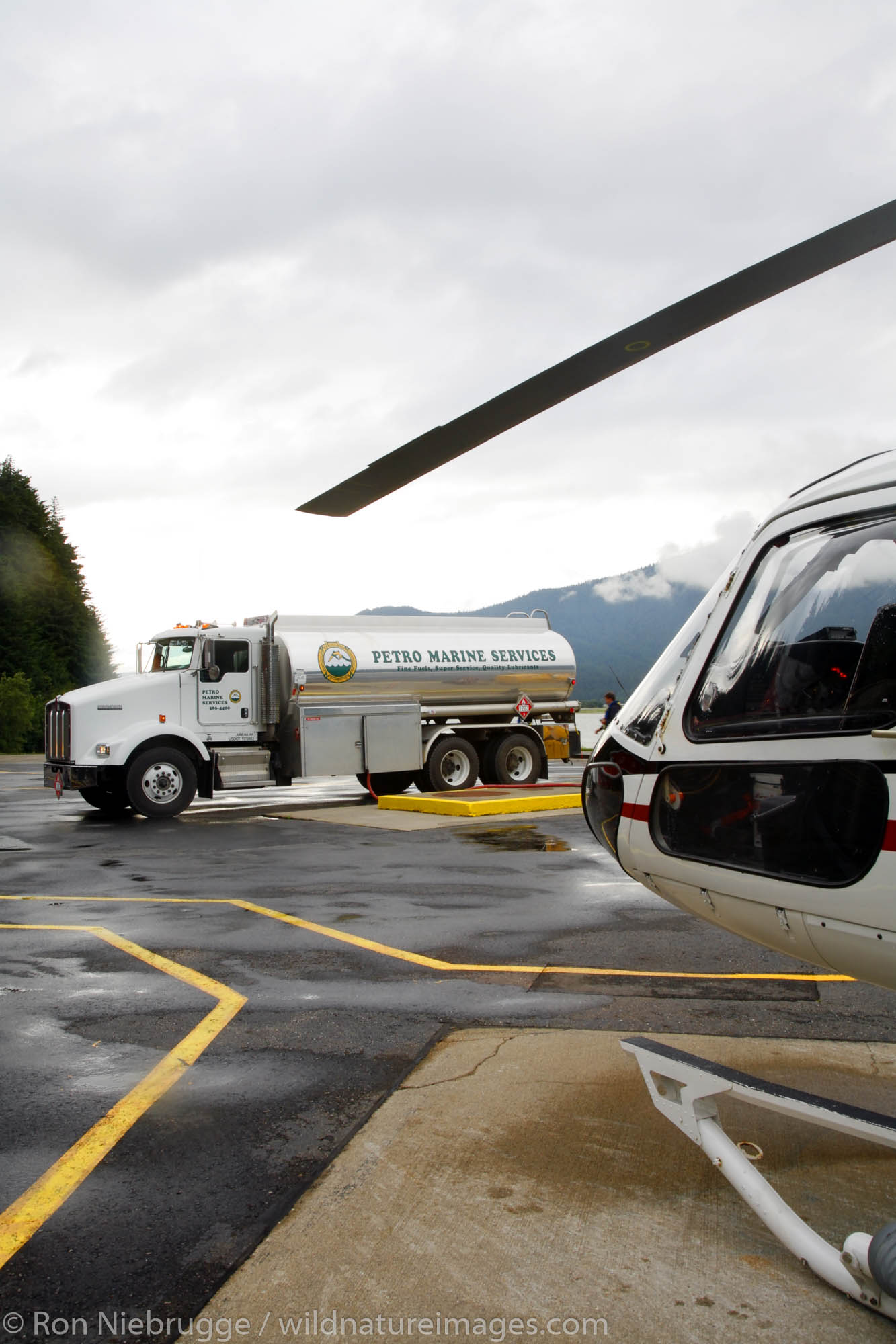 Petro Marine Services truck delivering fuel to ERA, Juneau, Alaska.