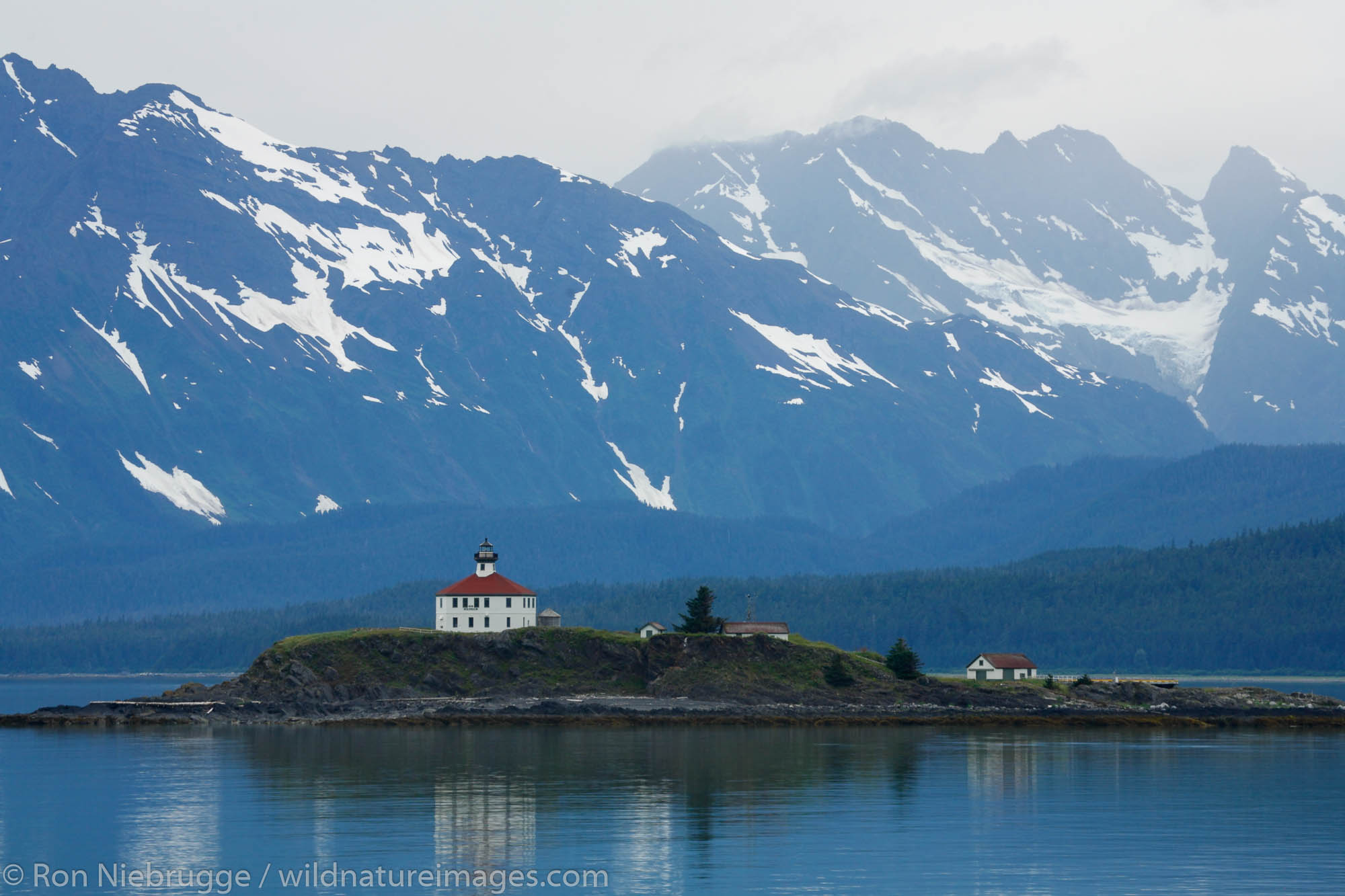 Eldred Rock Lighthouse in Lynn Canal, Alaska.