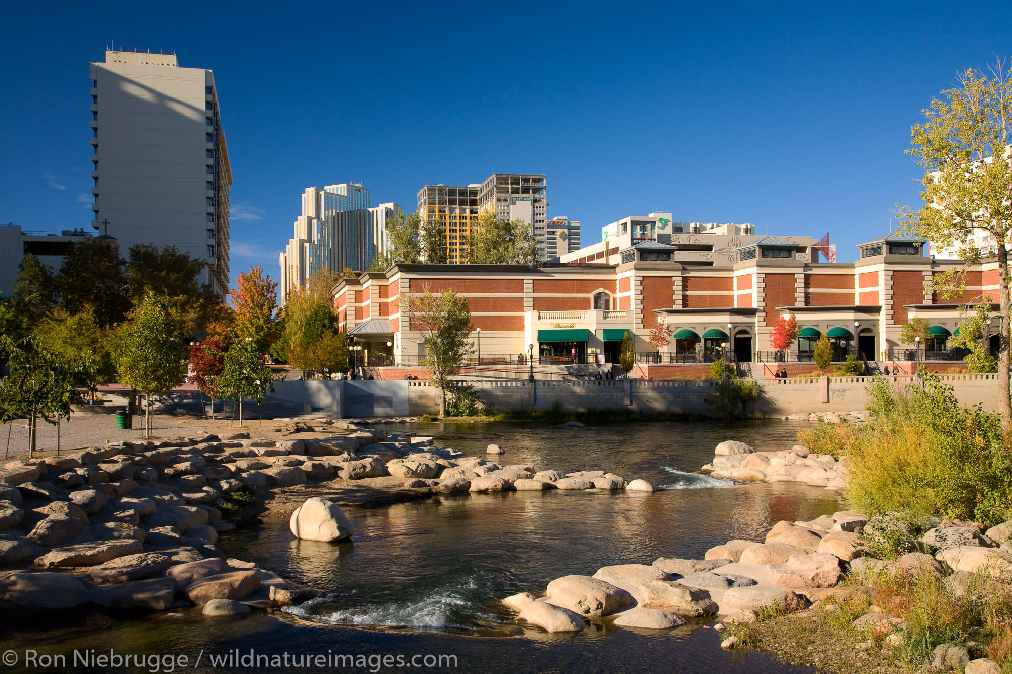 The Truckee River passing through downtown Reno Nevada.