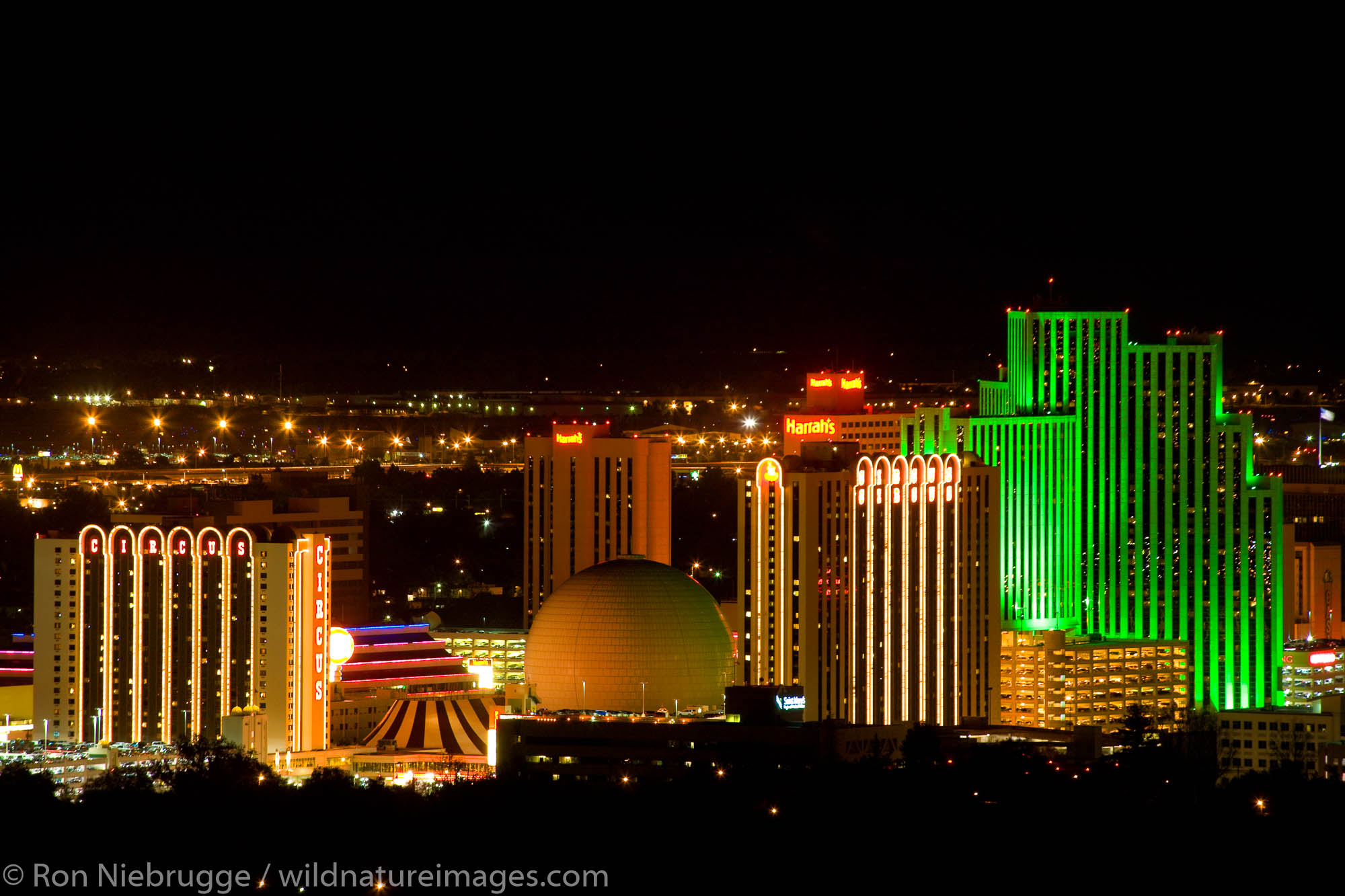 The skyline of downtown Reno Nevada.