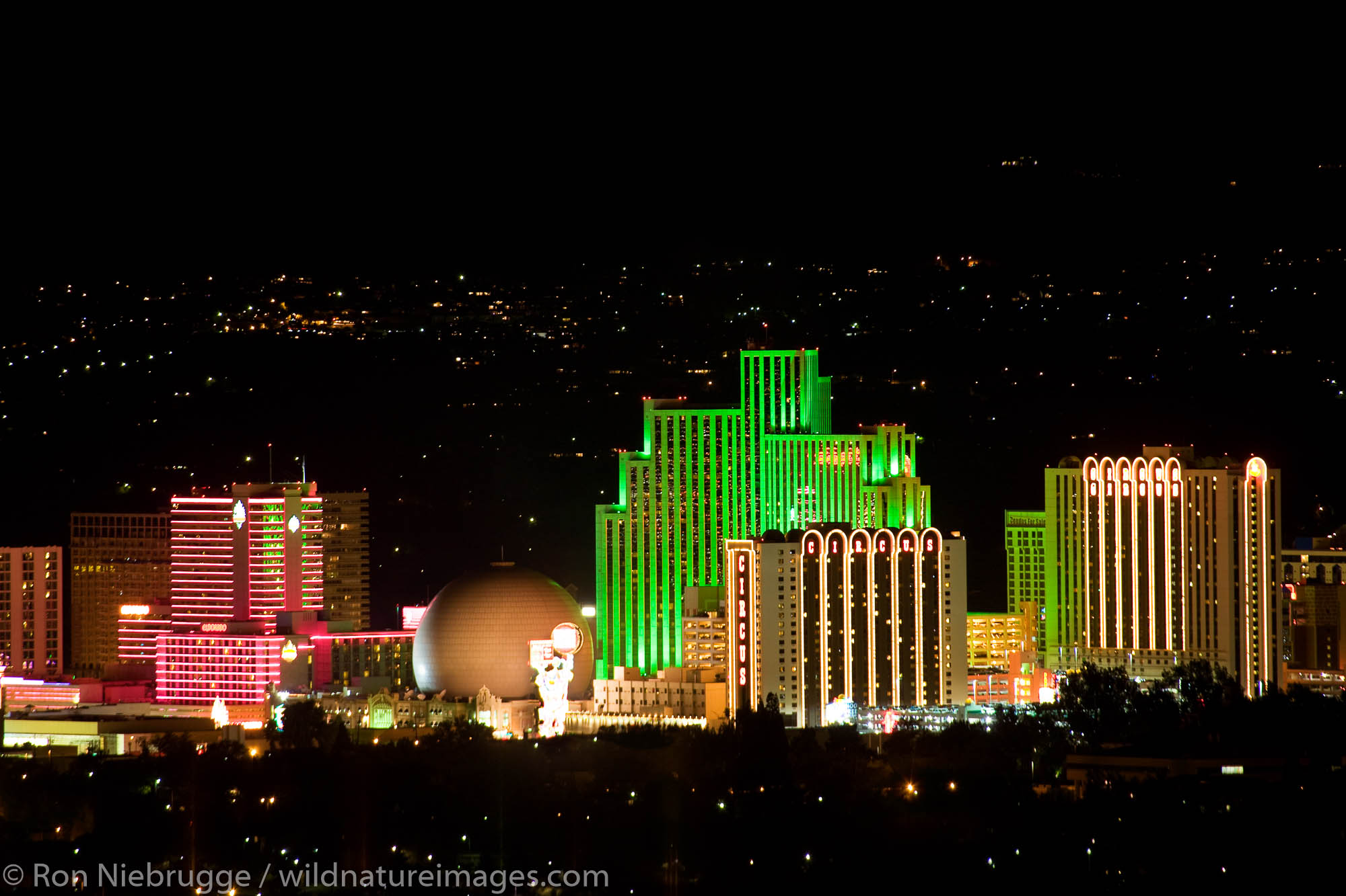 The skyline of downtown Reno Nevada.