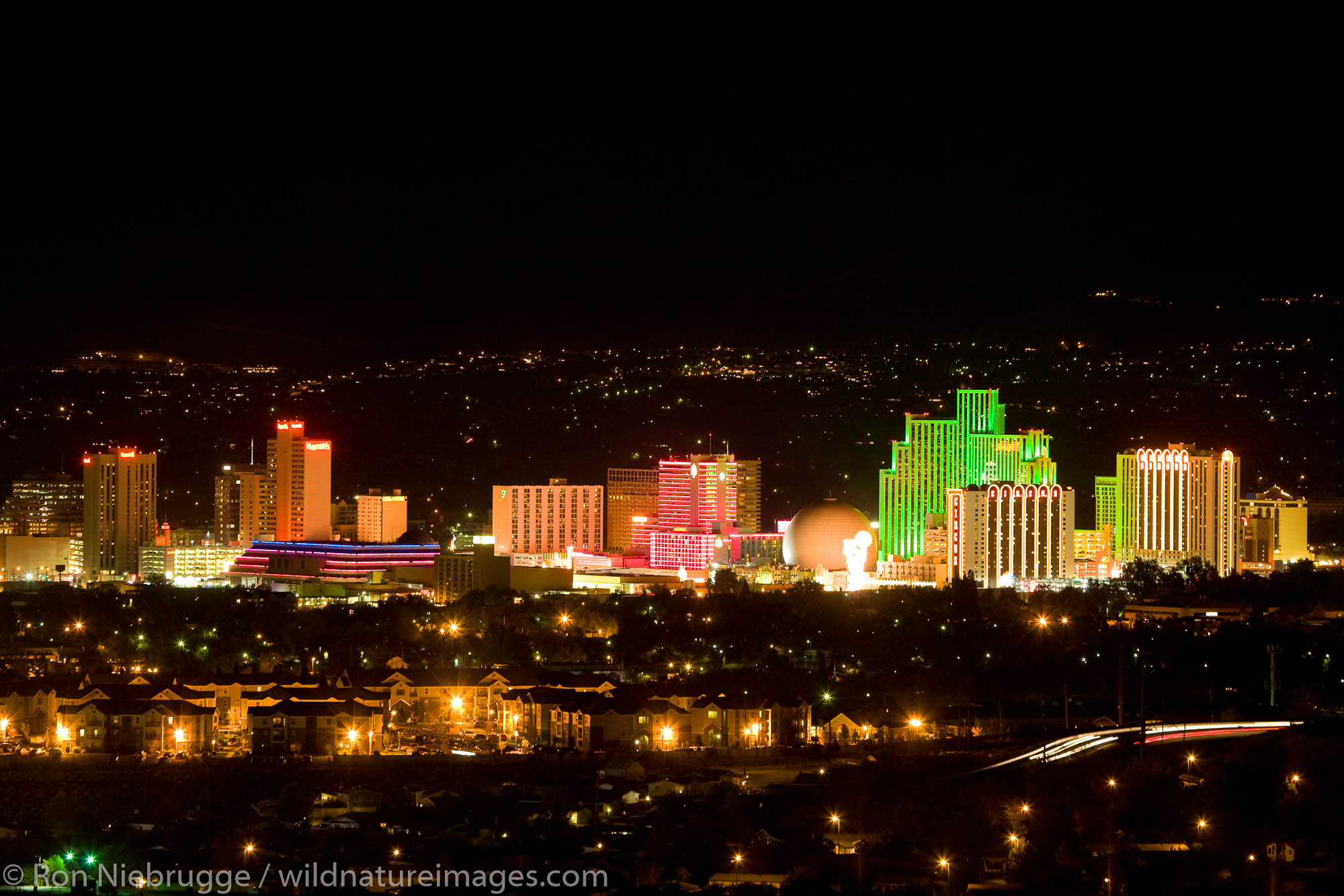 The skyline of downtown Reno Nevada.