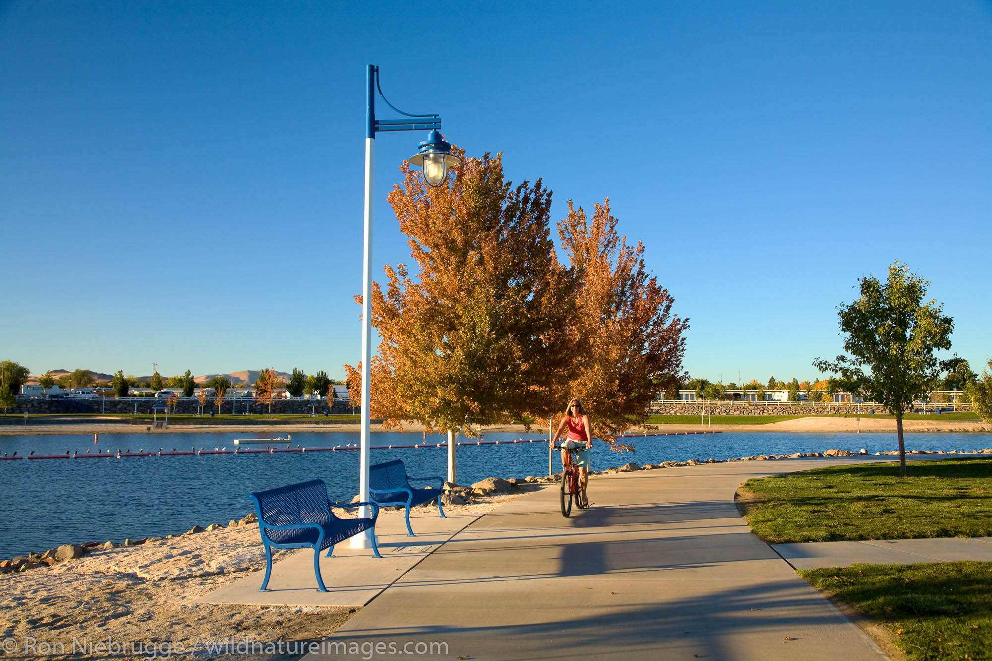 Biking around Sparks Marina Park in Sparks, near Reno, Nevada.