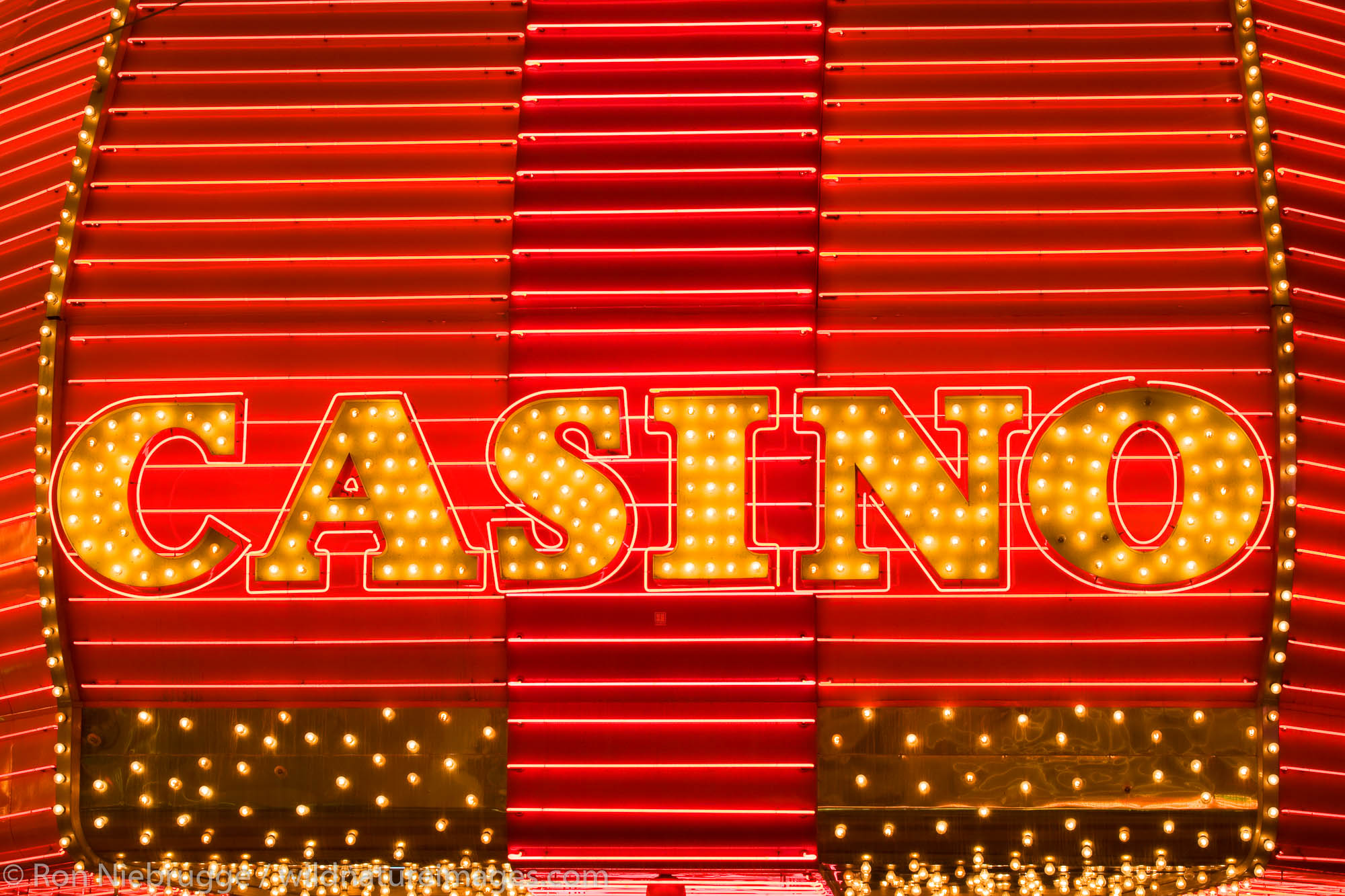 Casino neon sign, downtown Las Vegas, Nevada.