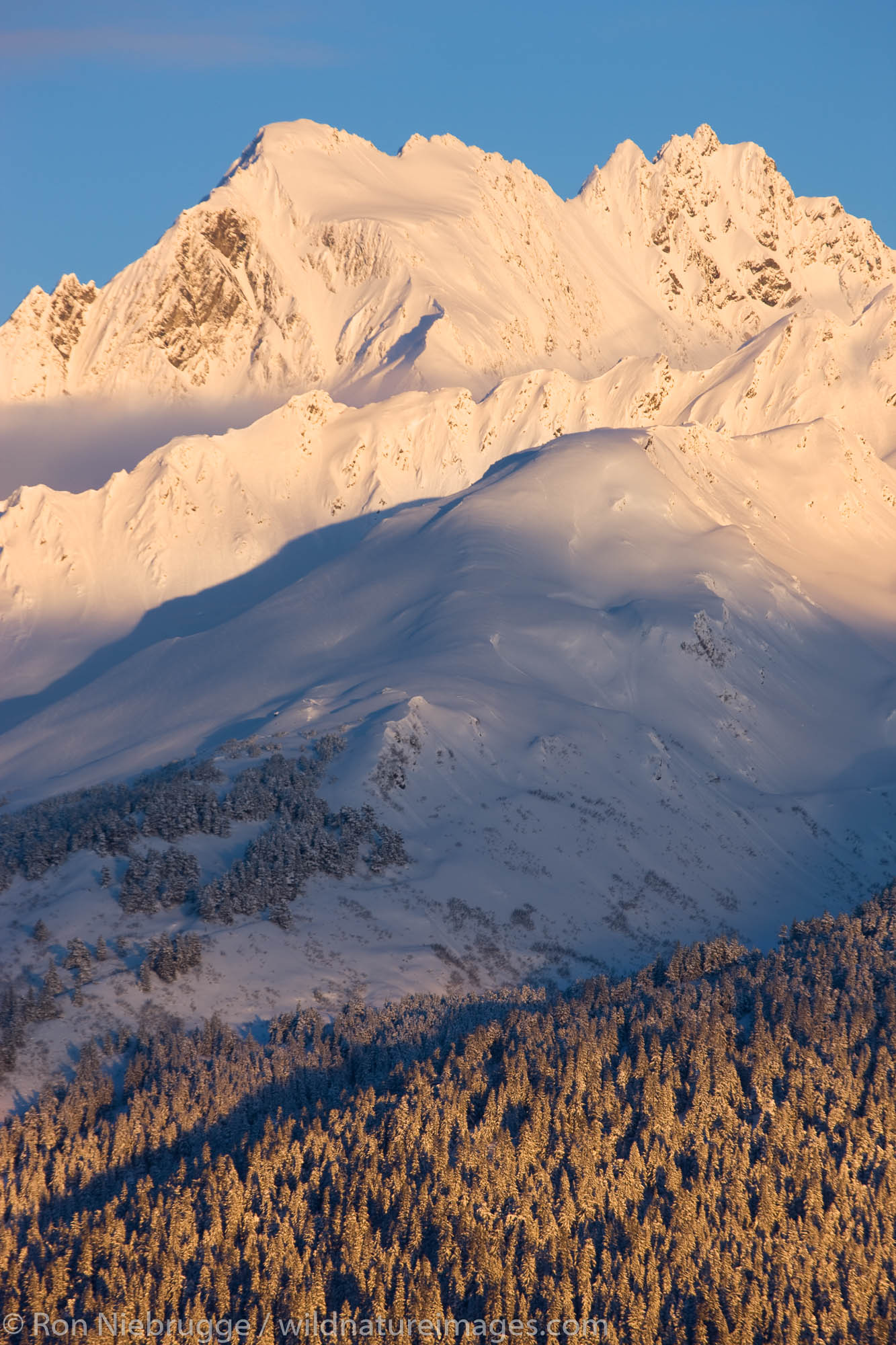 Snow covered mountains in the Chugach National Forest, Seward, Alaska