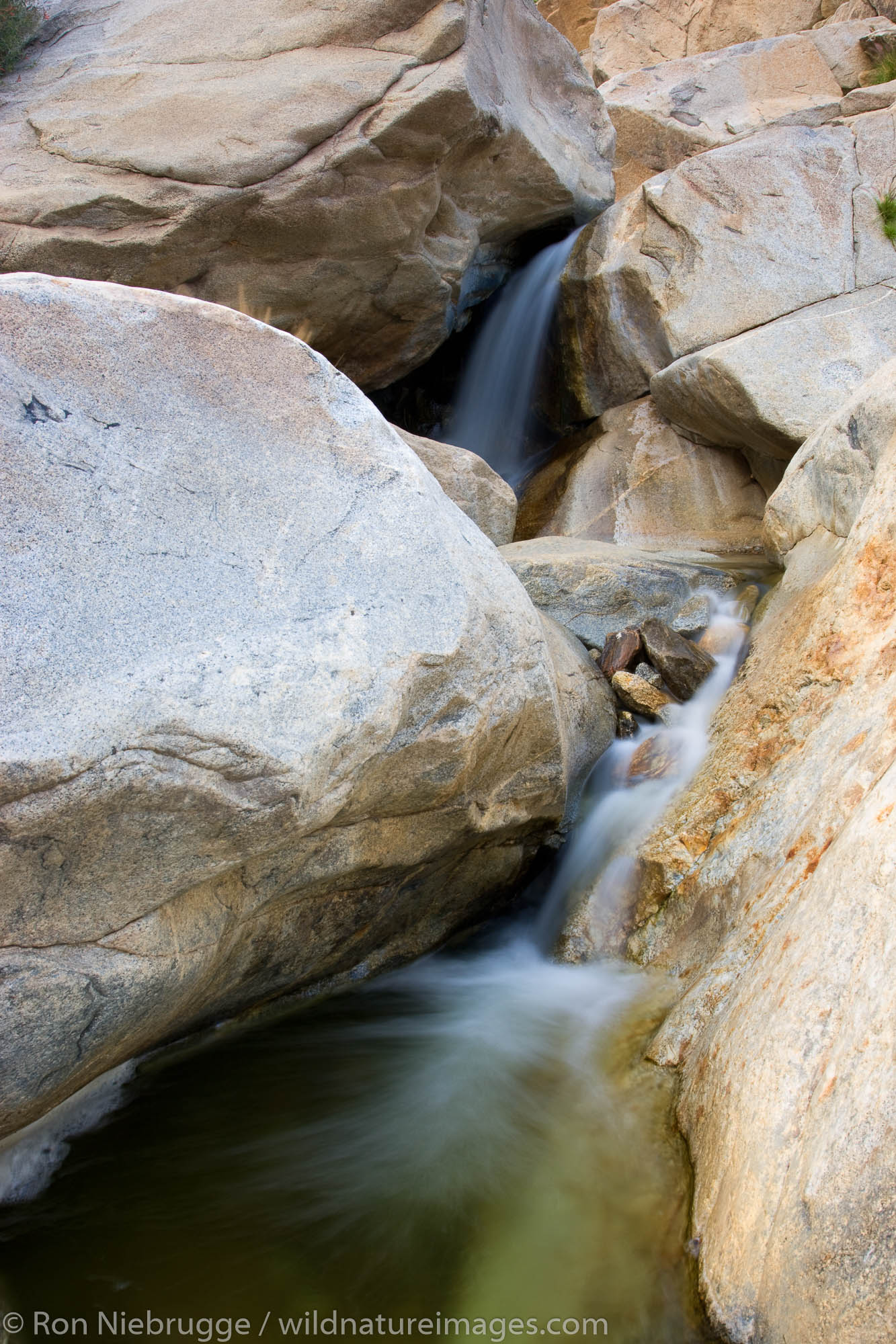 Waterfall at the First Palm Oasis, Borrego Palm Canyon, Anza-Borrego Desert State Park, California.