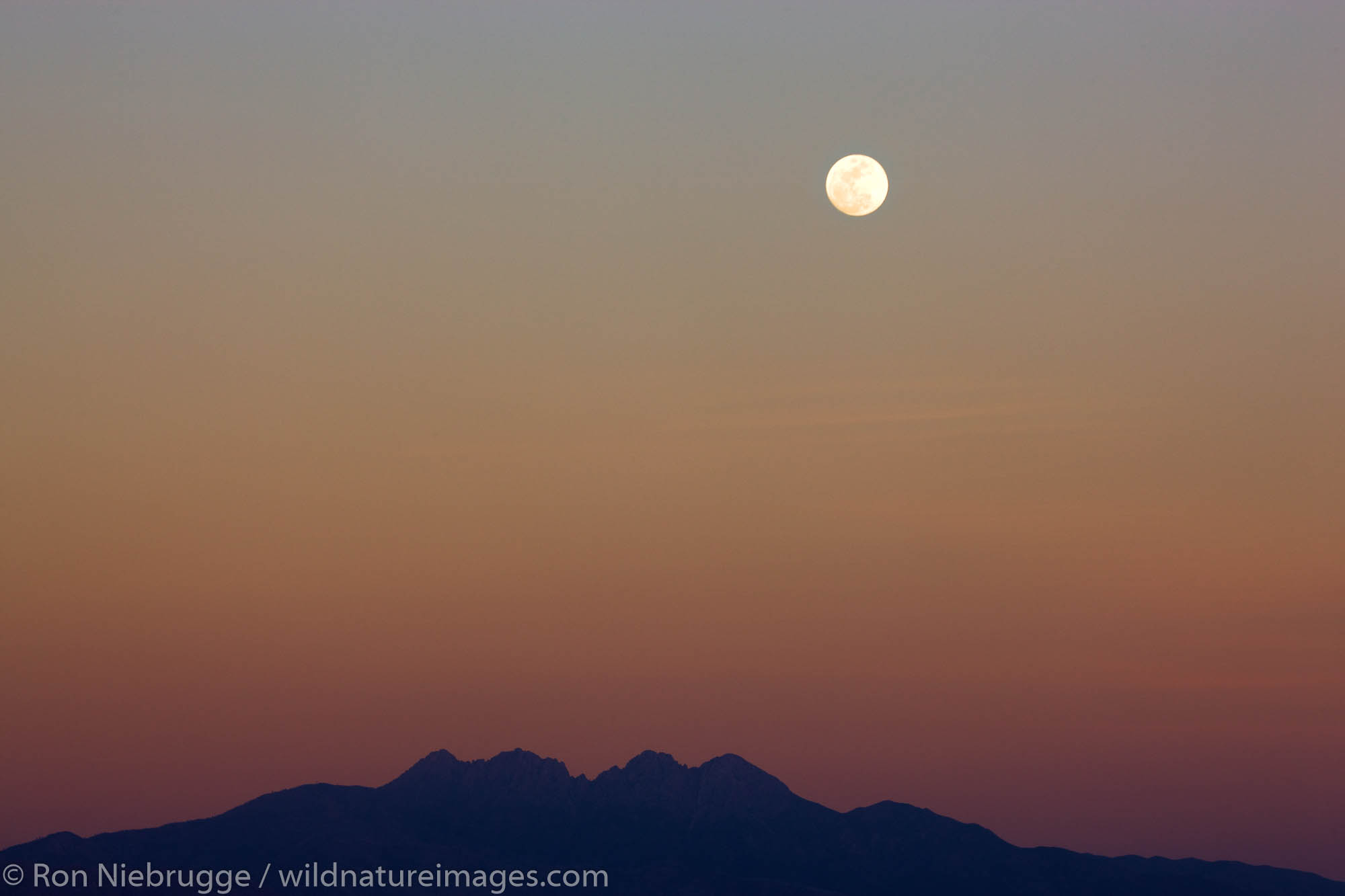 Full Moon over Four Peaks Mountain, Arizona.