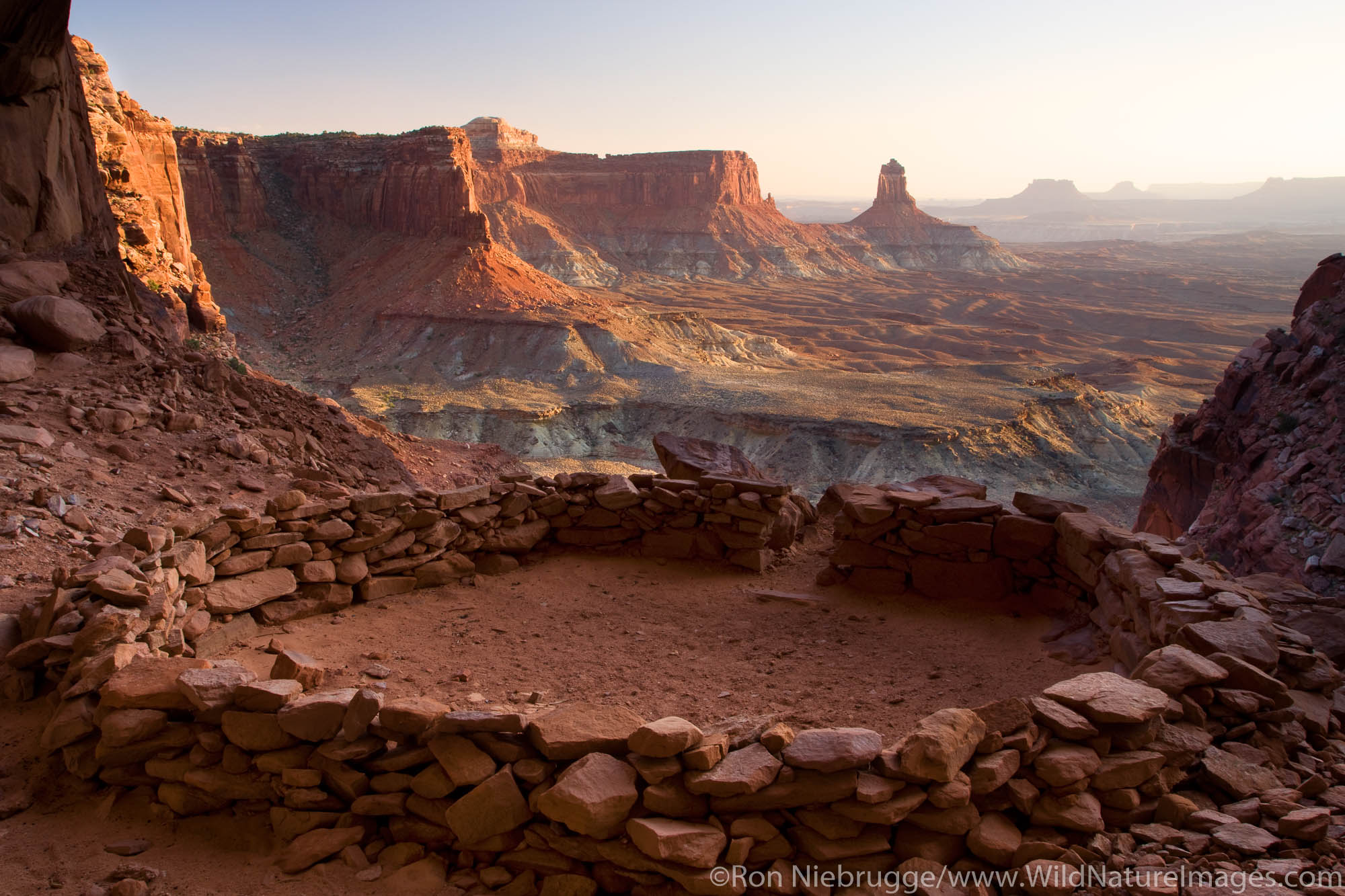 Native American structure known as False Kiva, Island in the Sky District, Canyonlands National Park, near Moab, Utah.
