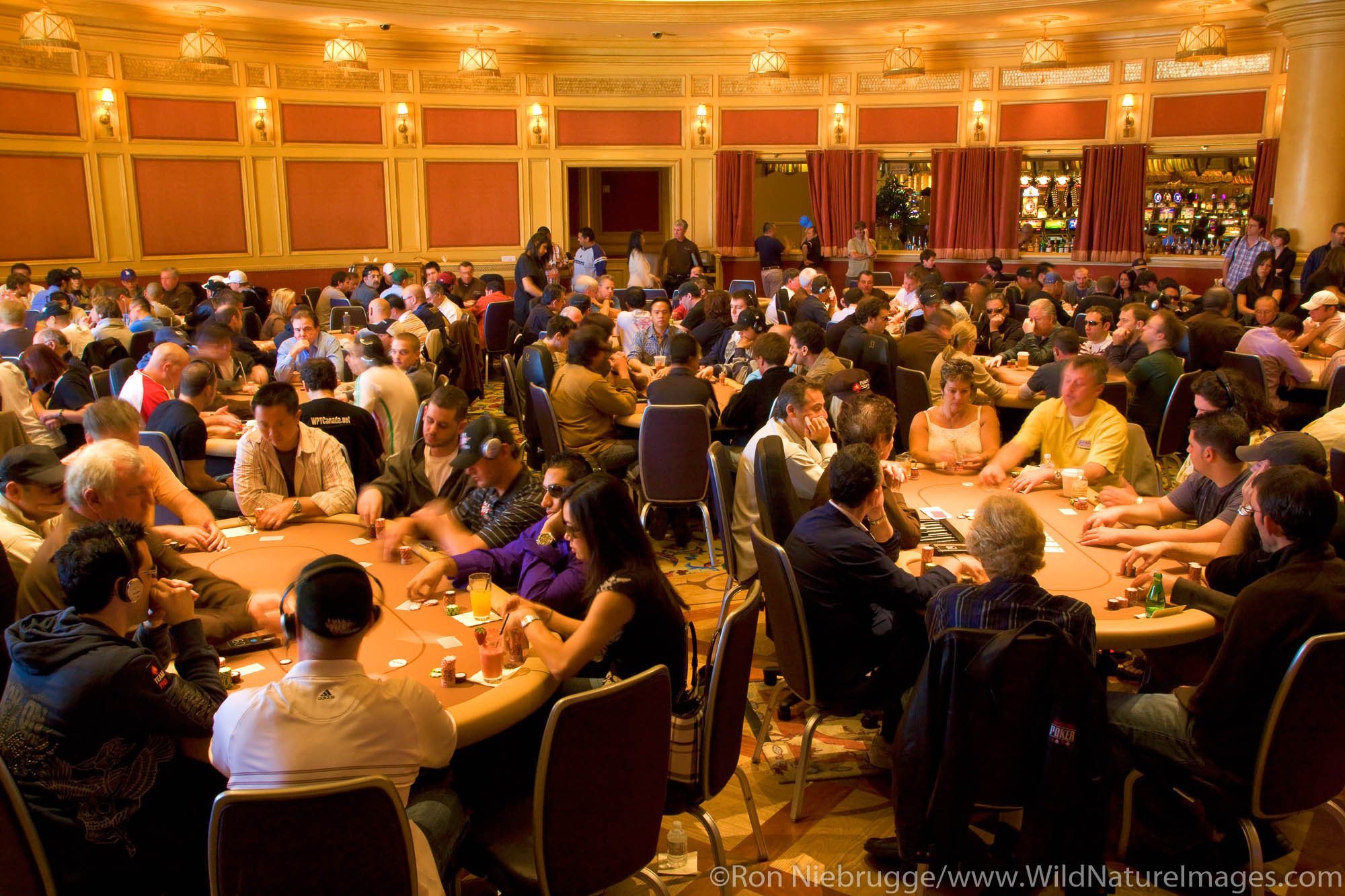 The poker room at the 2008 World Poker Tour Festa Al Lago poker tournament at the Bellagio Resort and Casino, Las Vegas, Nevada...