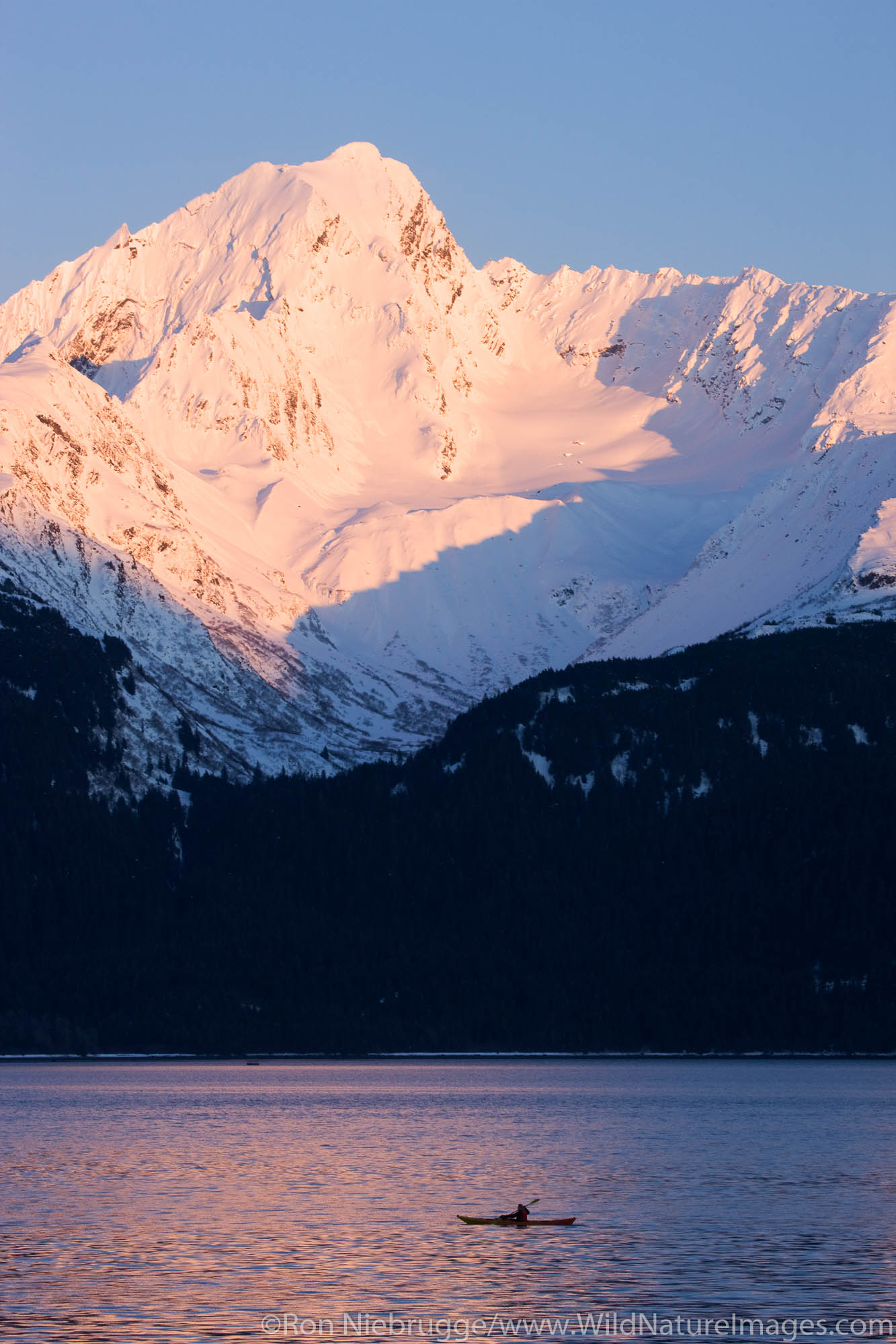 A kayaker in Resurrection Bay, Seward, Alaska.