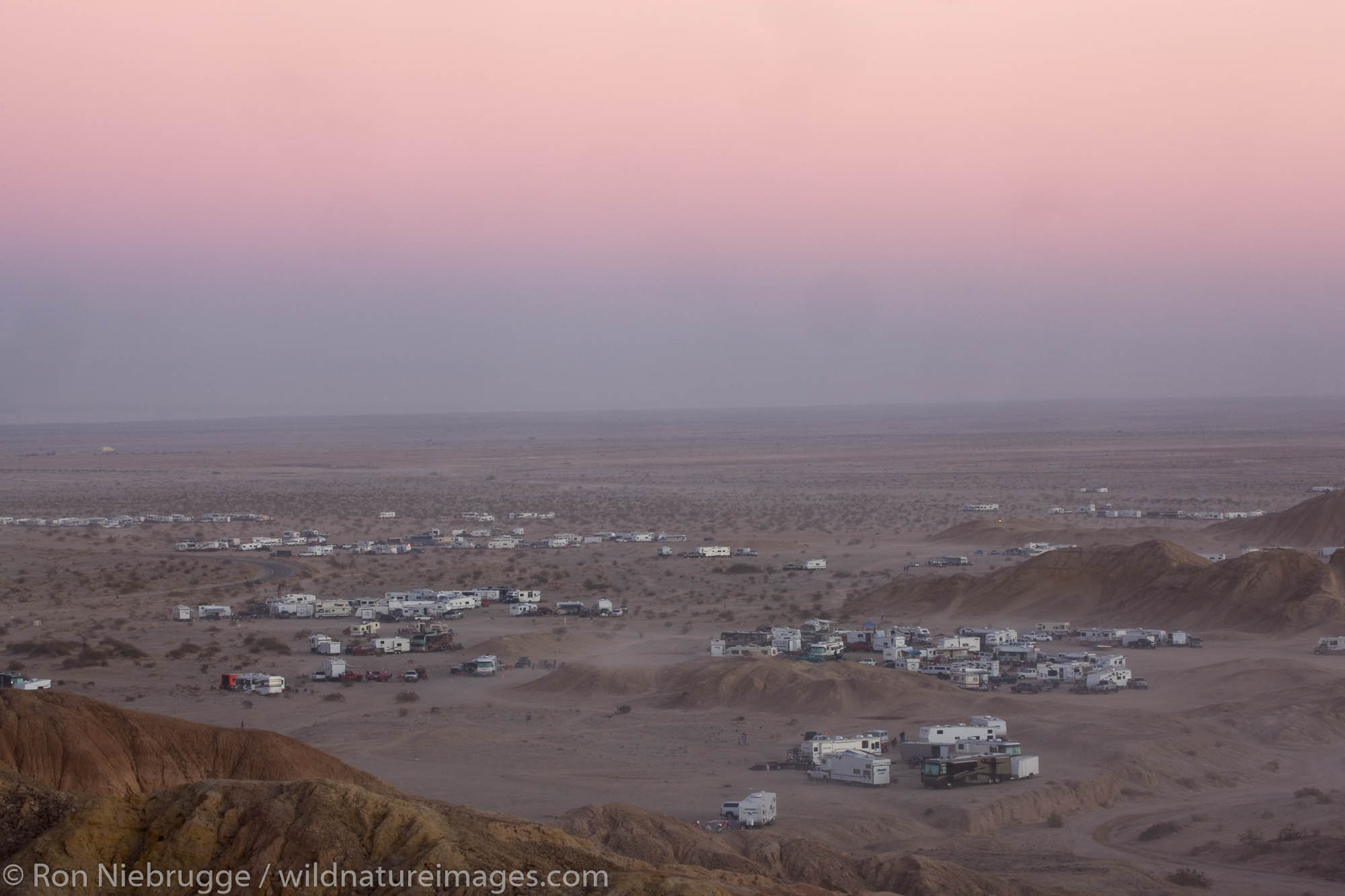 Recreation vehicles in Ocotillo Wells State Vehicular Recreation Area, California.