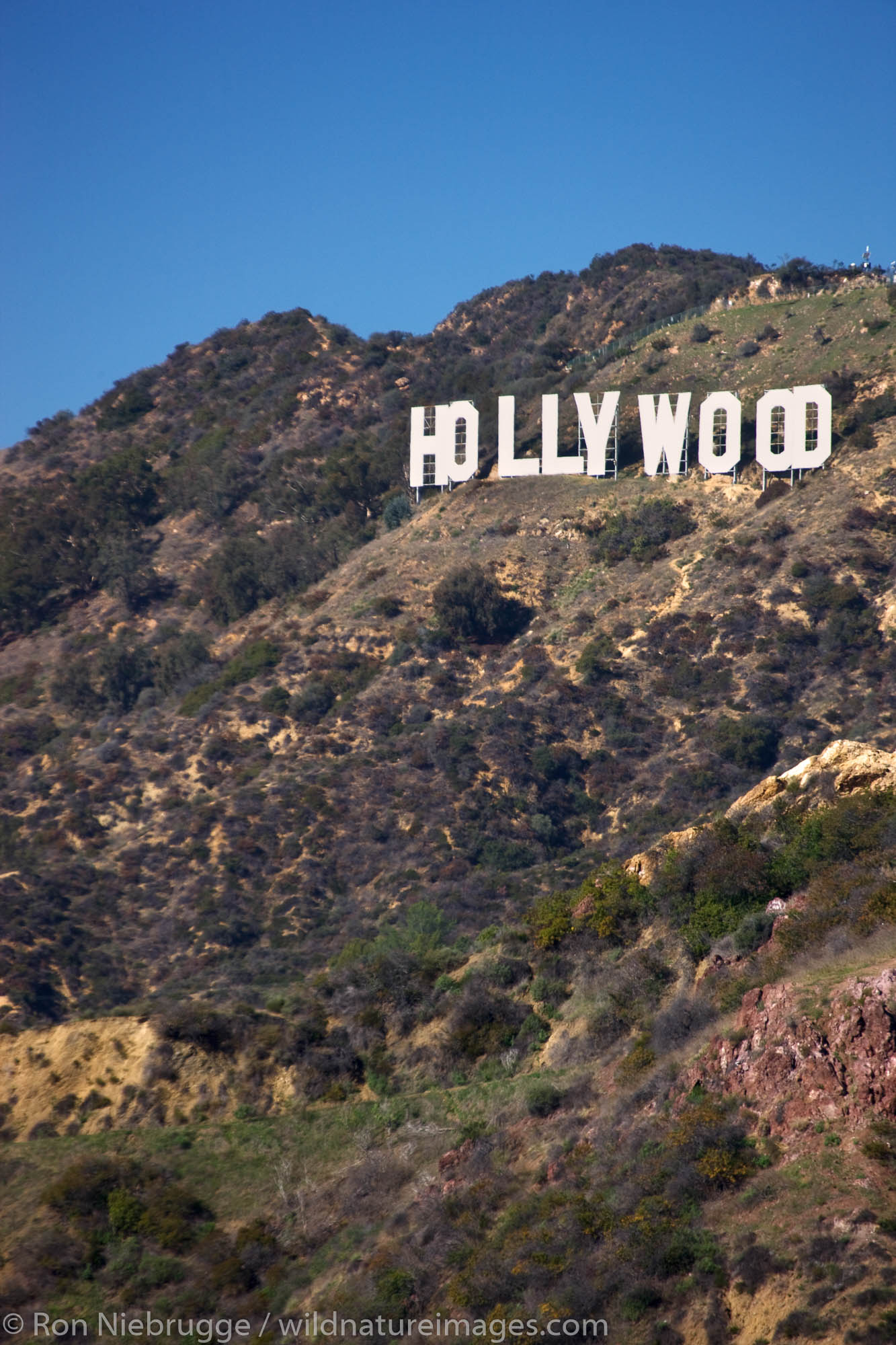 The Hollywood sign from Griffith Observatory, Los Angeles, California.