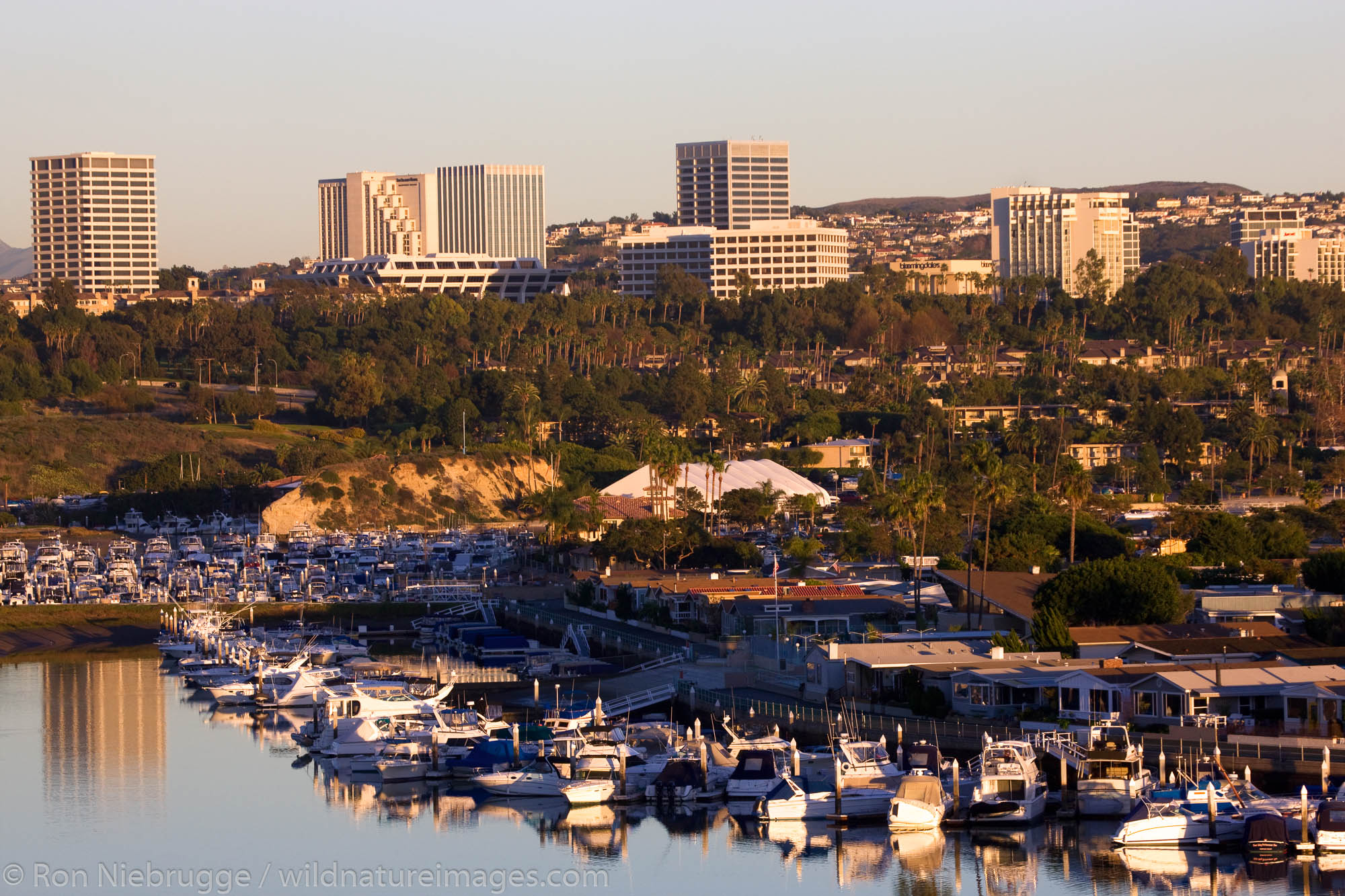 Fashion Island and the Back Bay, Newport Beach, Orange County, California.