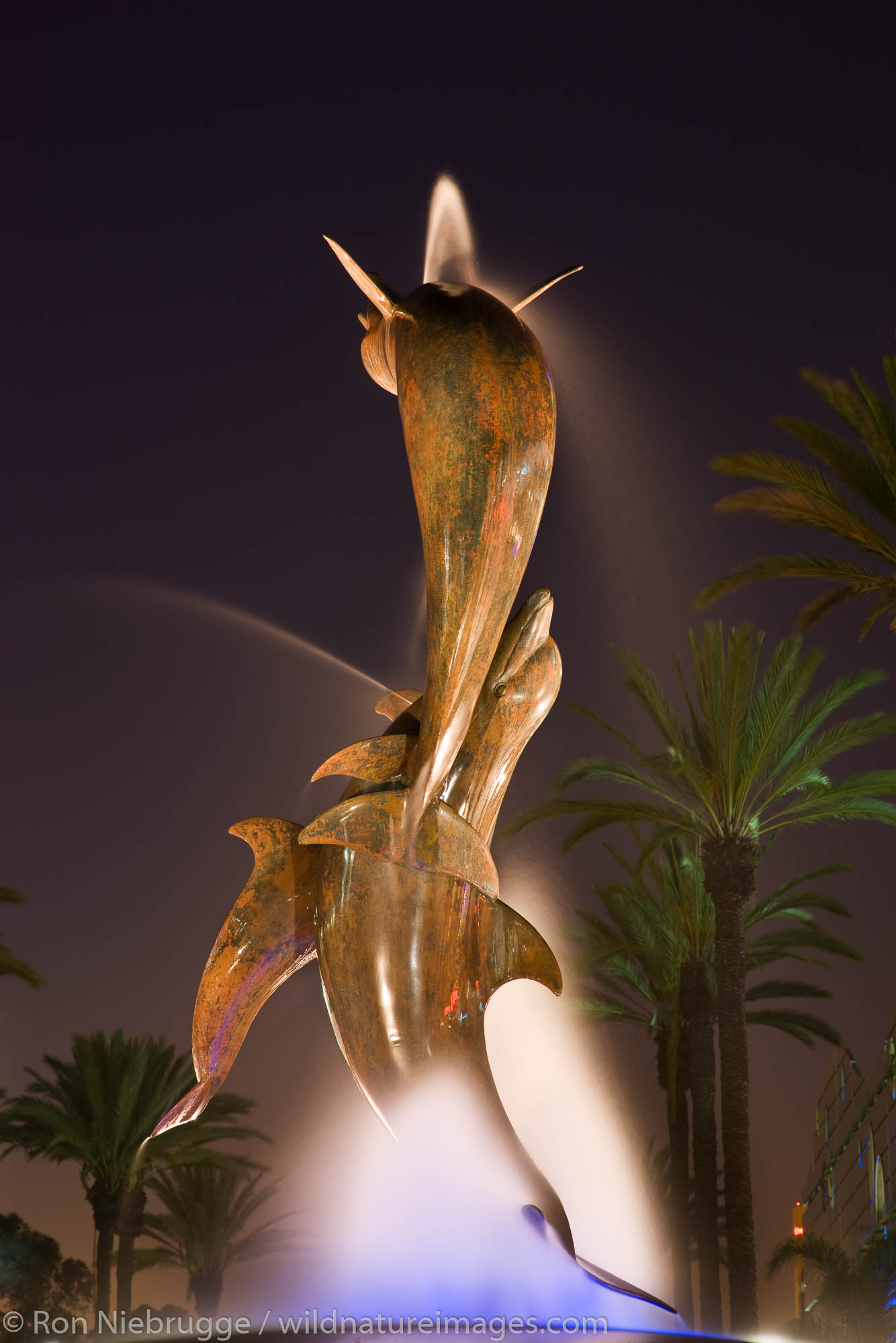 Dolphin sculpture, Waterfront Center, Long Beach, California.