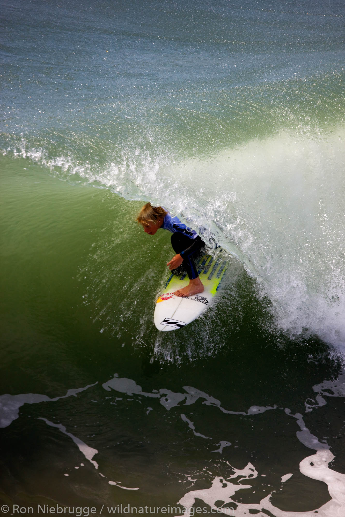 Kolohe Andino competing in the Katin Pro/Am surf competition at Huntington Beach Pier, Orange County, California.