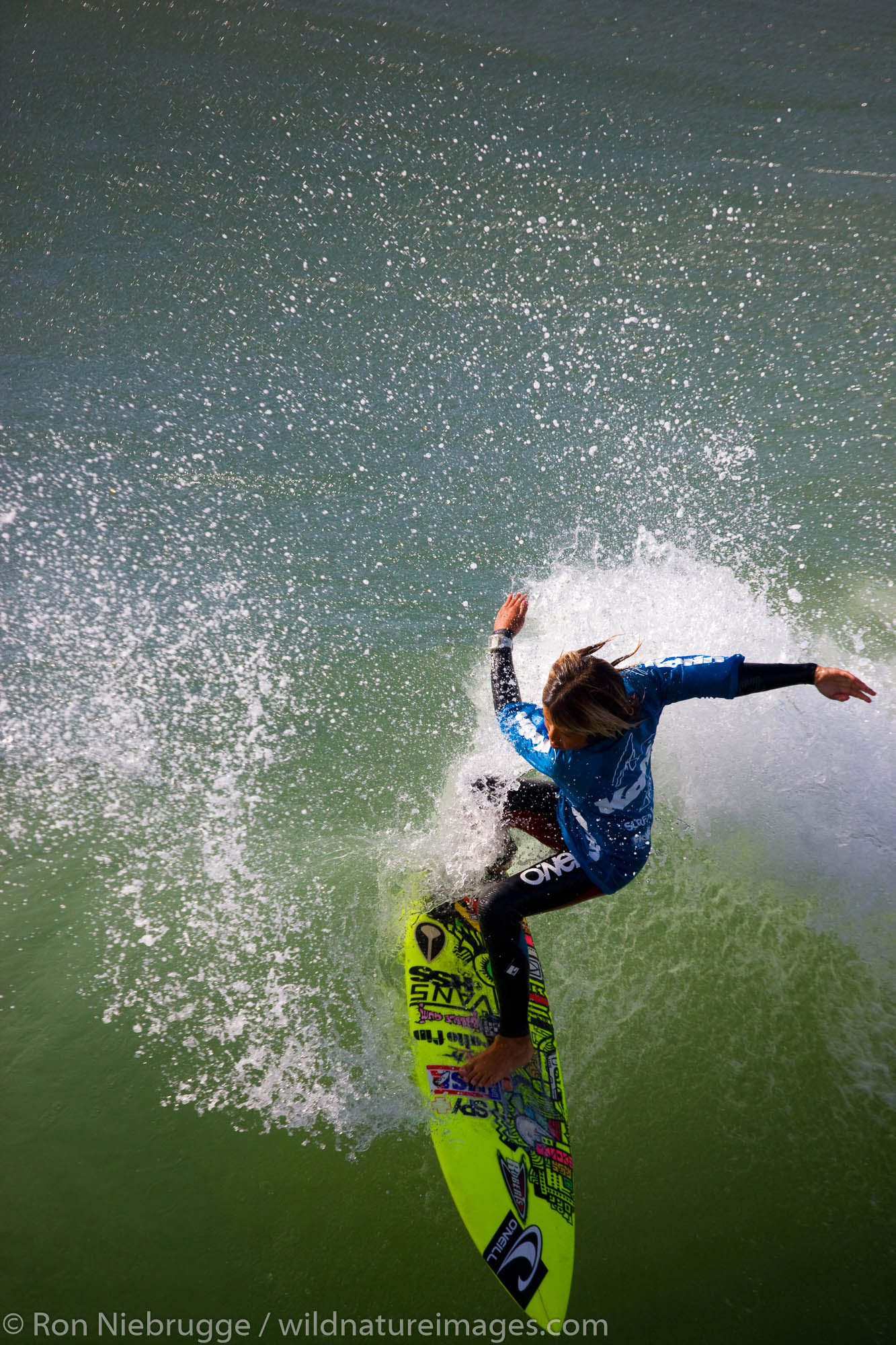 Kanoa Igarashi competing in the Katin Pro/Am surf competition at Huntington Beach Pier, Orange County, California.